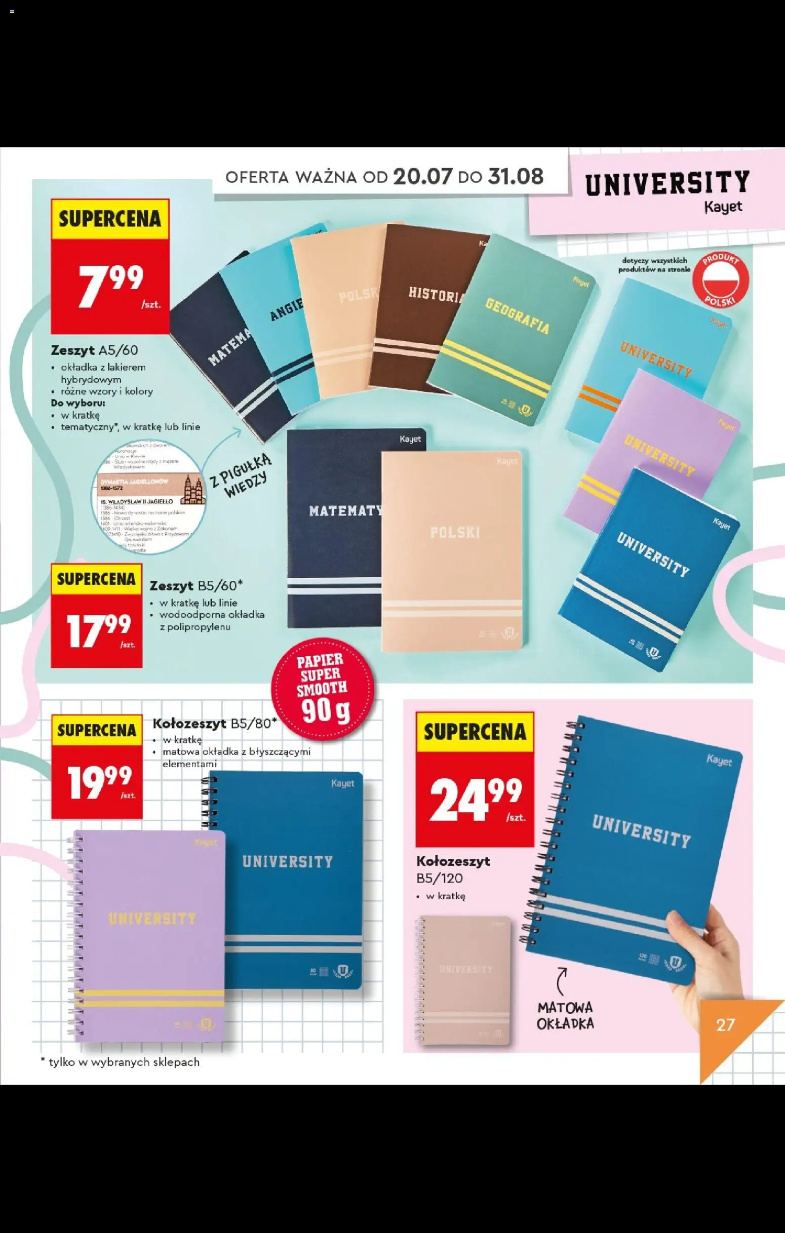 Biedronka gazetka - Do mojej szkoły idę od 20.07.2026 | Strona: 27 | Produkty: Notebook, Zeszyt