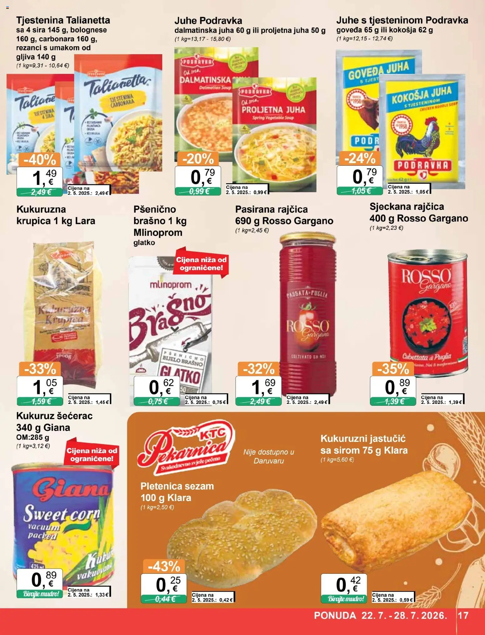 KTC katalog | vrijedi od 22.07.2026 | Stranica: 17 | Proizvodi: Krupica, Brašno, Juhe, Sezam