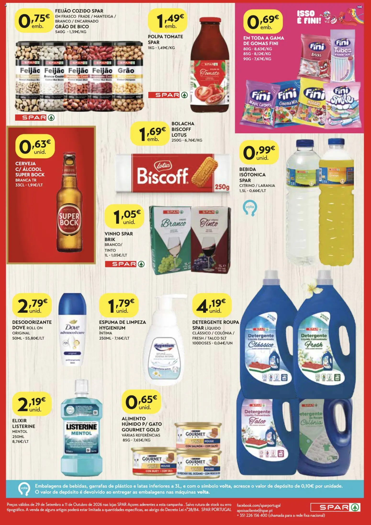 Spar folheto Açores │ válido de 29/09/2026 | Página: 2 | Produtos: Listerine, Manteiga, Álcool, Tomate