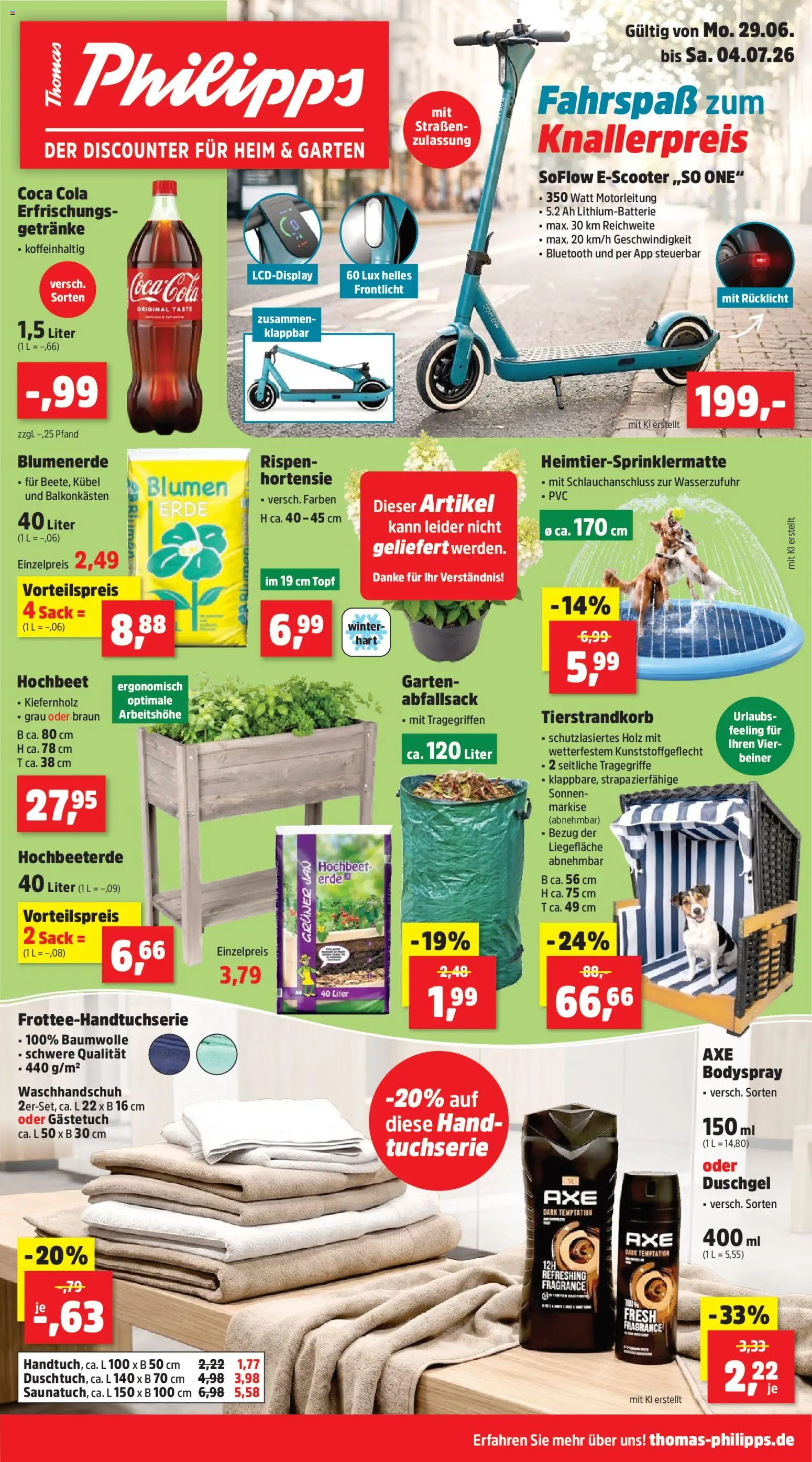 Thomas Philipps Prospekt – gültig ab 29.06.2026 | Seite: 1 | Produkte: Coca cola, Blumen, Blumenerde, Duschgel