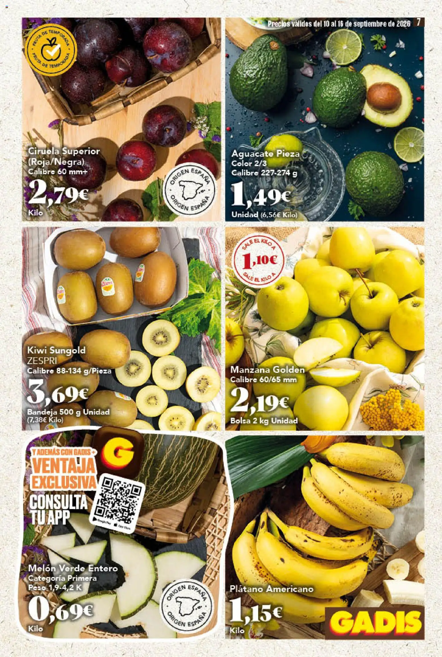 Gadis folleto │ válido desde el 10/09/2026 | Página: 7 | Productos: Melón, Aguacate, Manzana, Bolsa