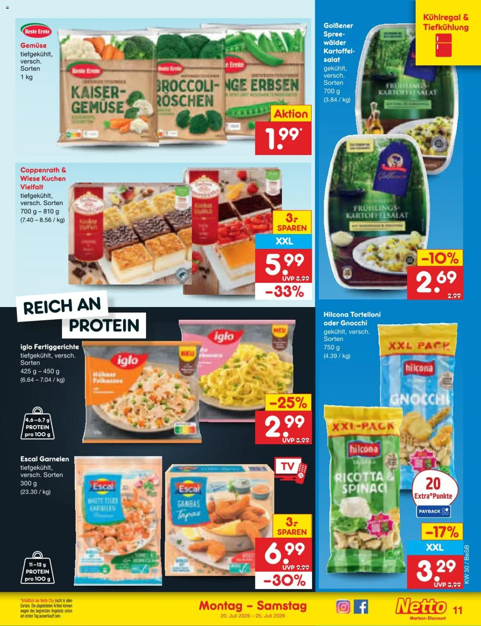 Netto Marken-Discount Prospekt – gültig ab 20.07.2026 | Seite: 17 | Produkte: Iglo, Garnelen, Gemüse, Fertiggerichte
