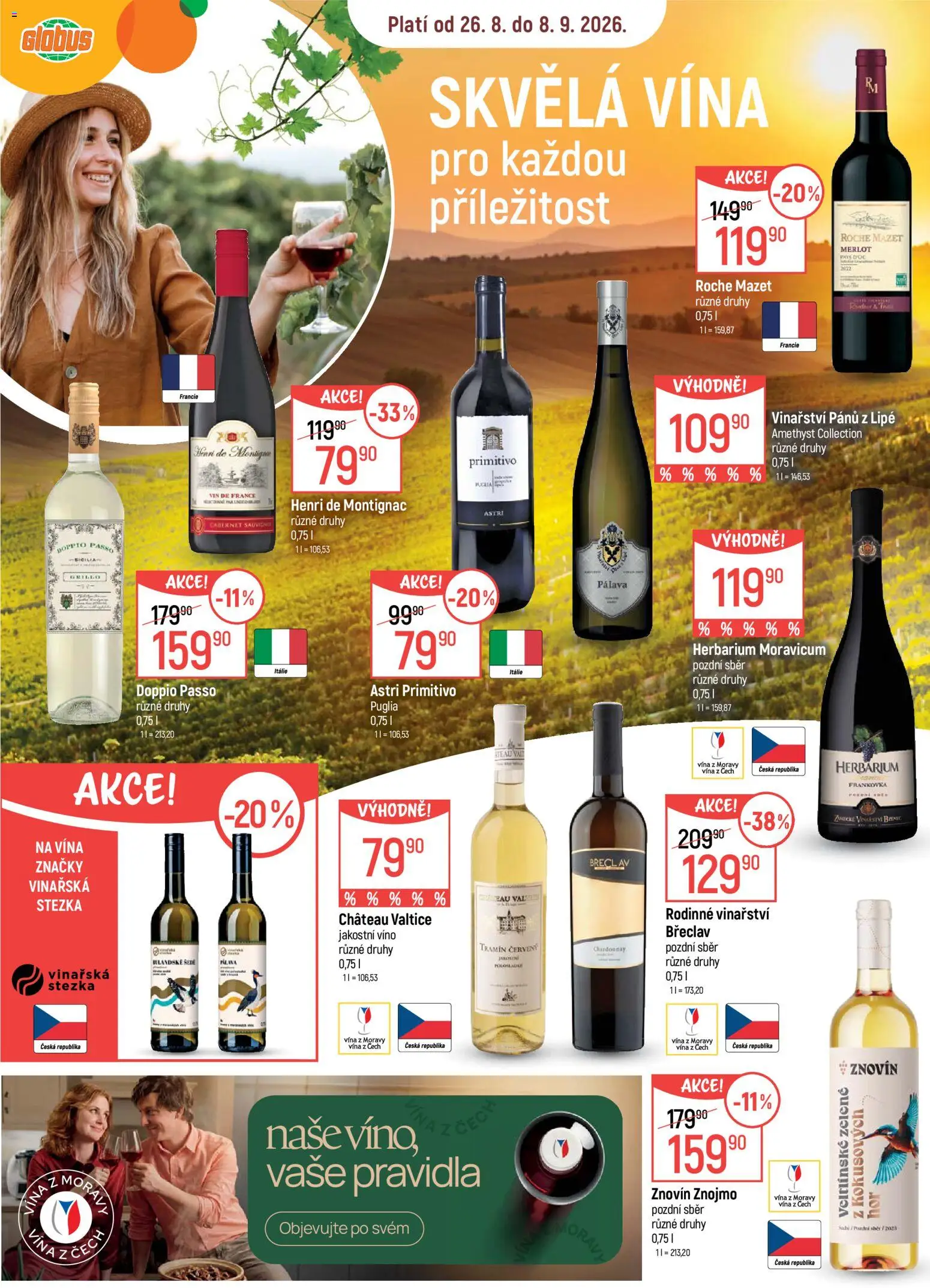 Globus leták od 26.08.2026 | Strana: 19 | Produkty: Vál, Víno, Merlot, Primitivo