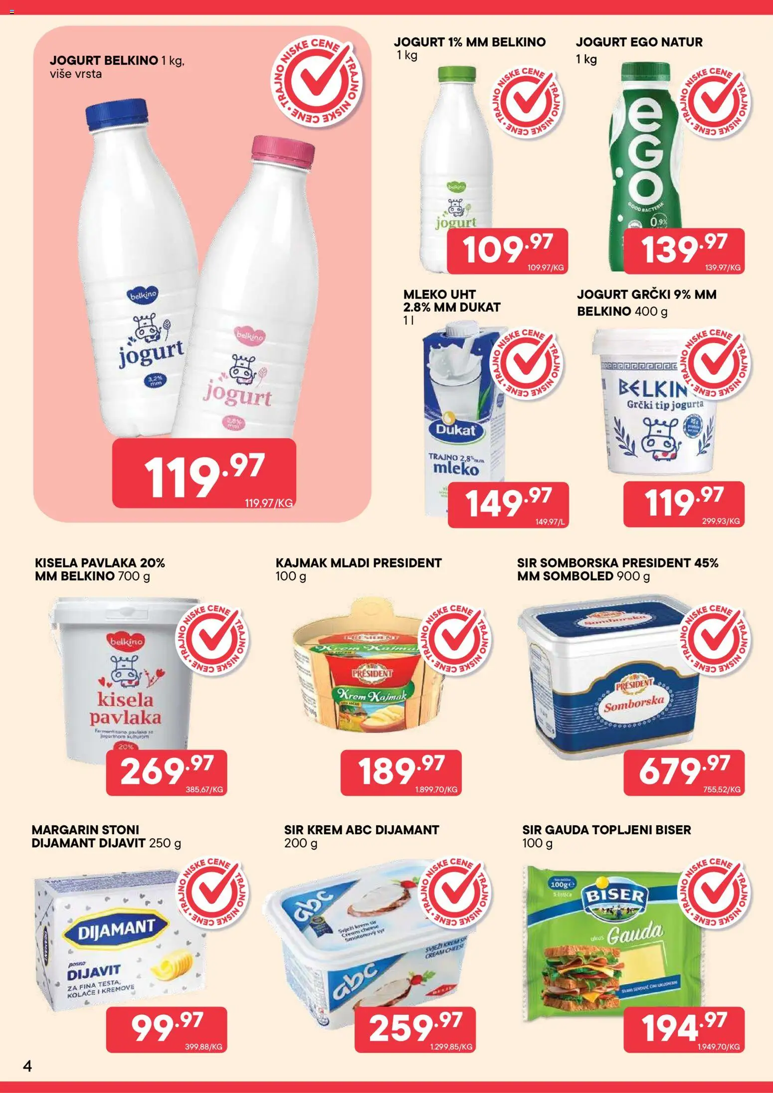 PerSu katalog - važi od 01.08.2026 | Strana: 4 | Proizvode: Margarin, Mleko, Jogurt, Pavlaka