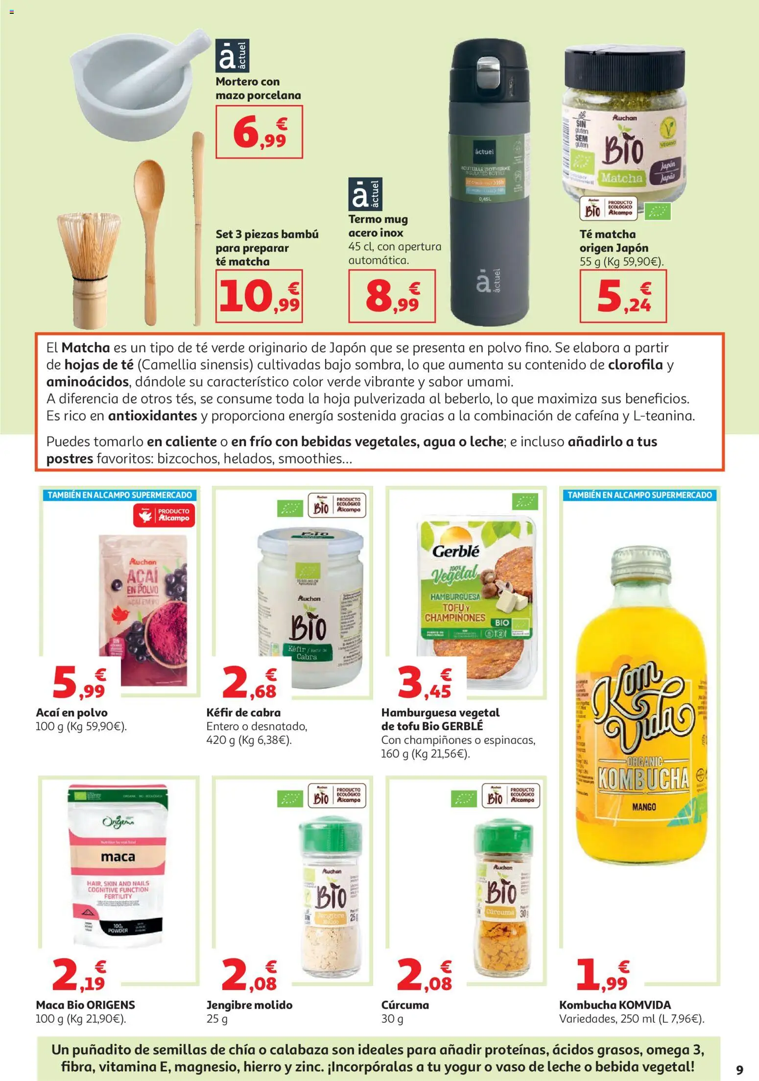 Alcampo HG Unico Mad │ válido desde el 05.05.2026 | Página: 9 | Productos: Polvo, Πράσινο τσάι, Leche, Σοκολατούχο γάλα