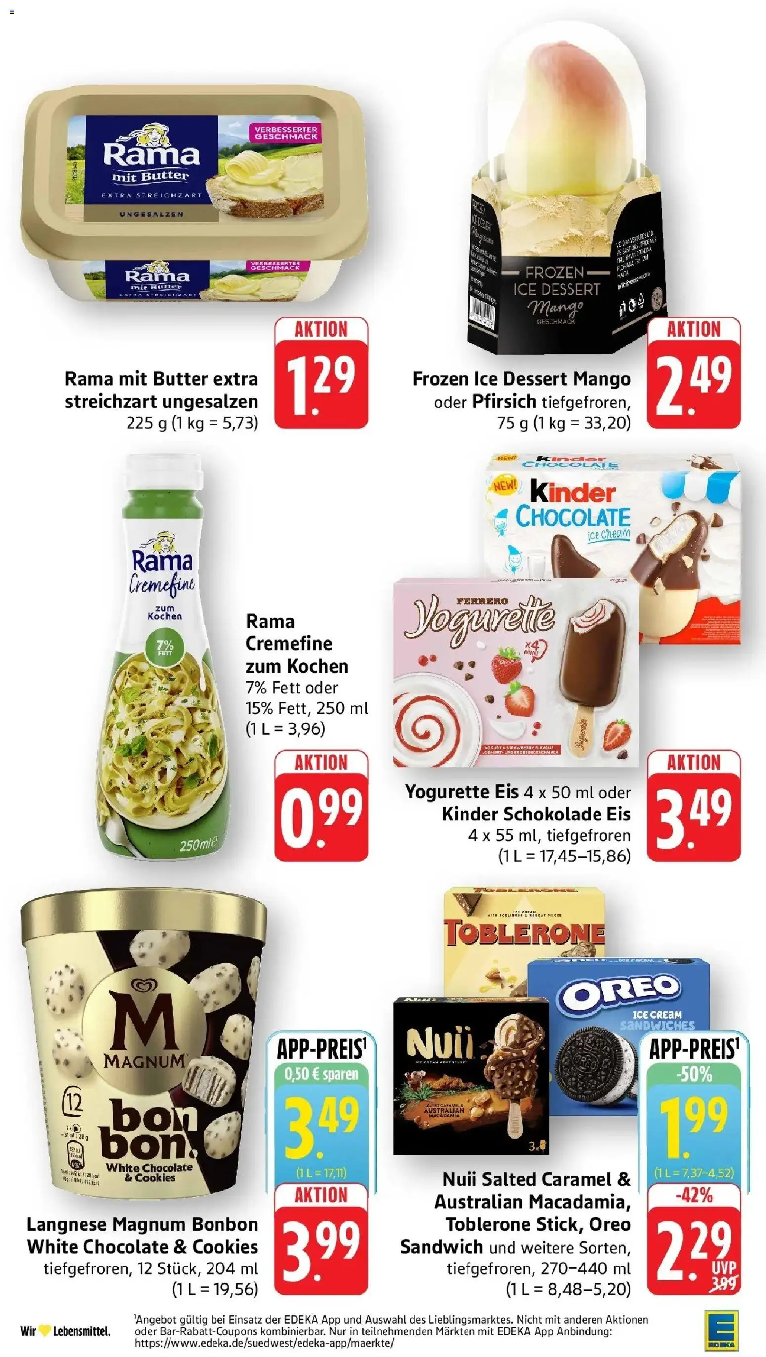 E center Prospekt Lautertal-Lautern (ab 17.08.2026) zum Blättern | Seite: 22 | Produkte: Langnese, Butter, Schokolade, Mango