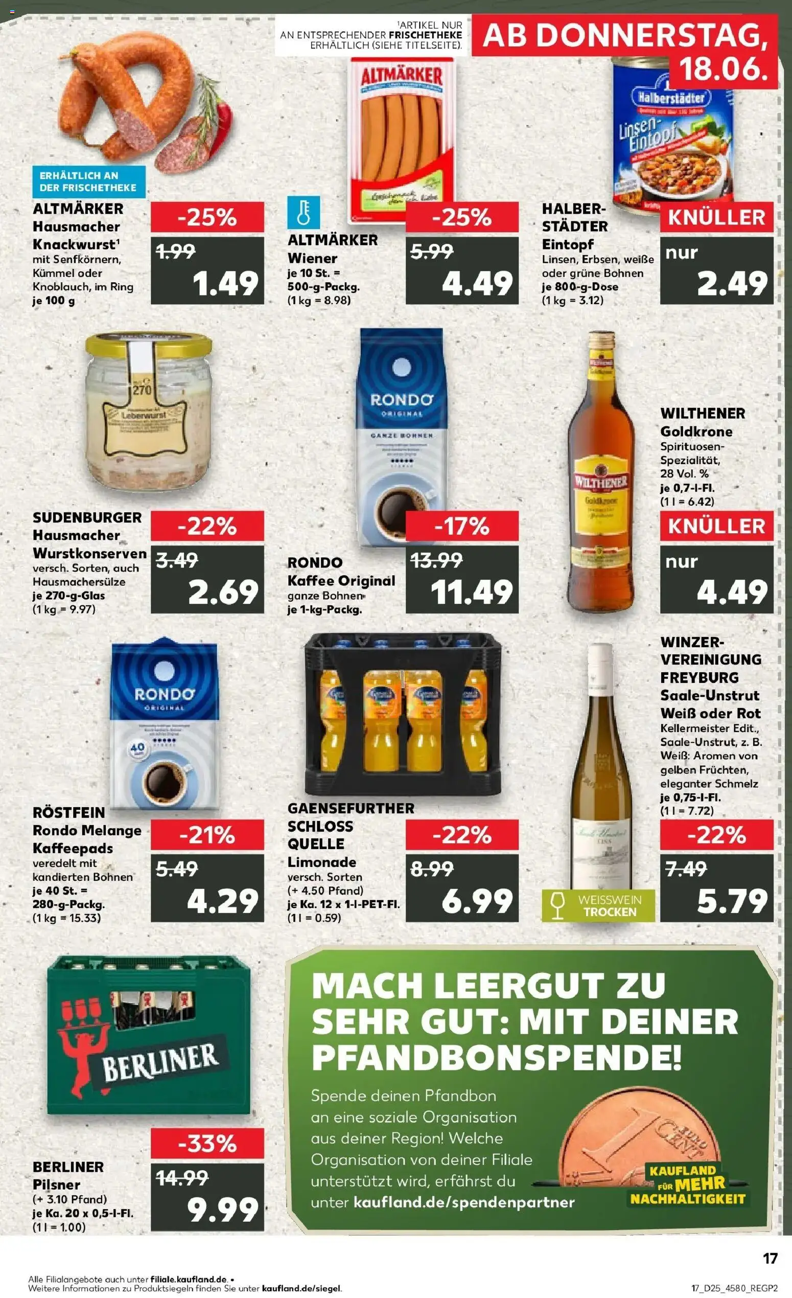 Kaufland Prospekt Gardelegen – gültig ab 15.06.2026 | Seite: 2 | Produkte: Berliner, Wilthener, Weißwein, Limonade