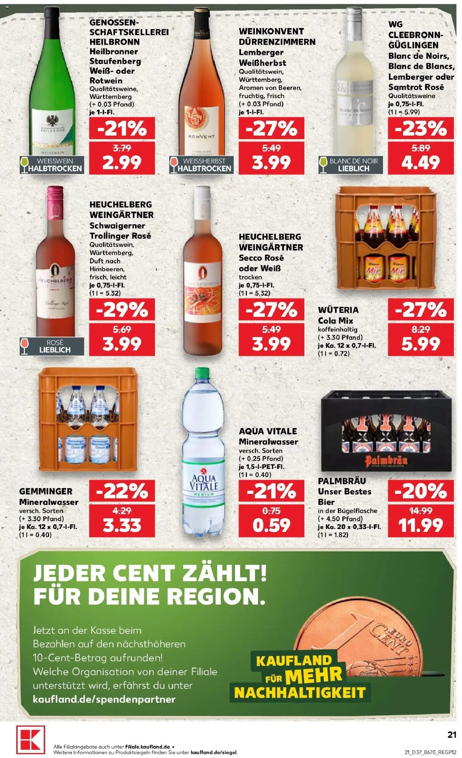 Prospekt Kaufland ab 10.09.2026 » Angebote Online zum Blättern | Seite: 21 | Produkte: Bier, Rotwein, Duft, Mineralwasser
