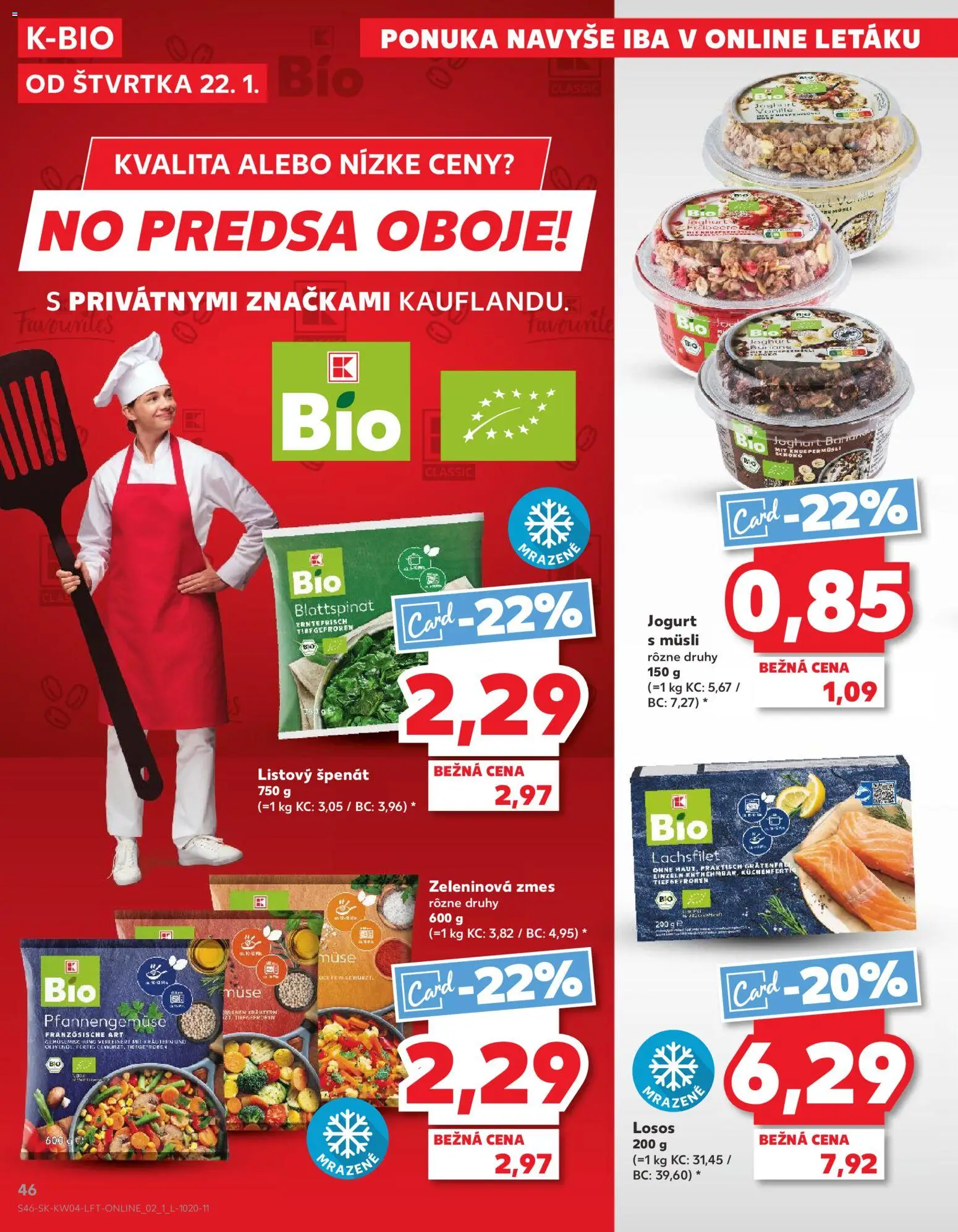 Nové Kaufland akcie – leták je platný od 22.01.2026 | Strana: 46 | Produkty: Jogurt, Losos