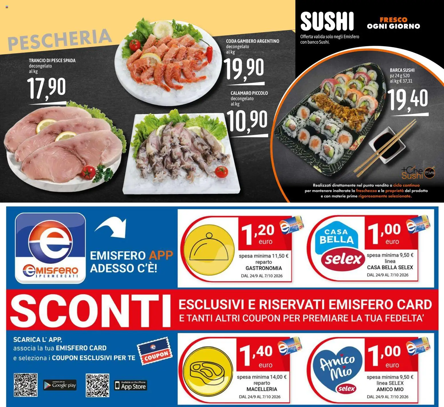 Volantino Emisfero del 24/09/2026 | Pagina: 9 | Prodotti: Pesce, Tè, The, Sushi