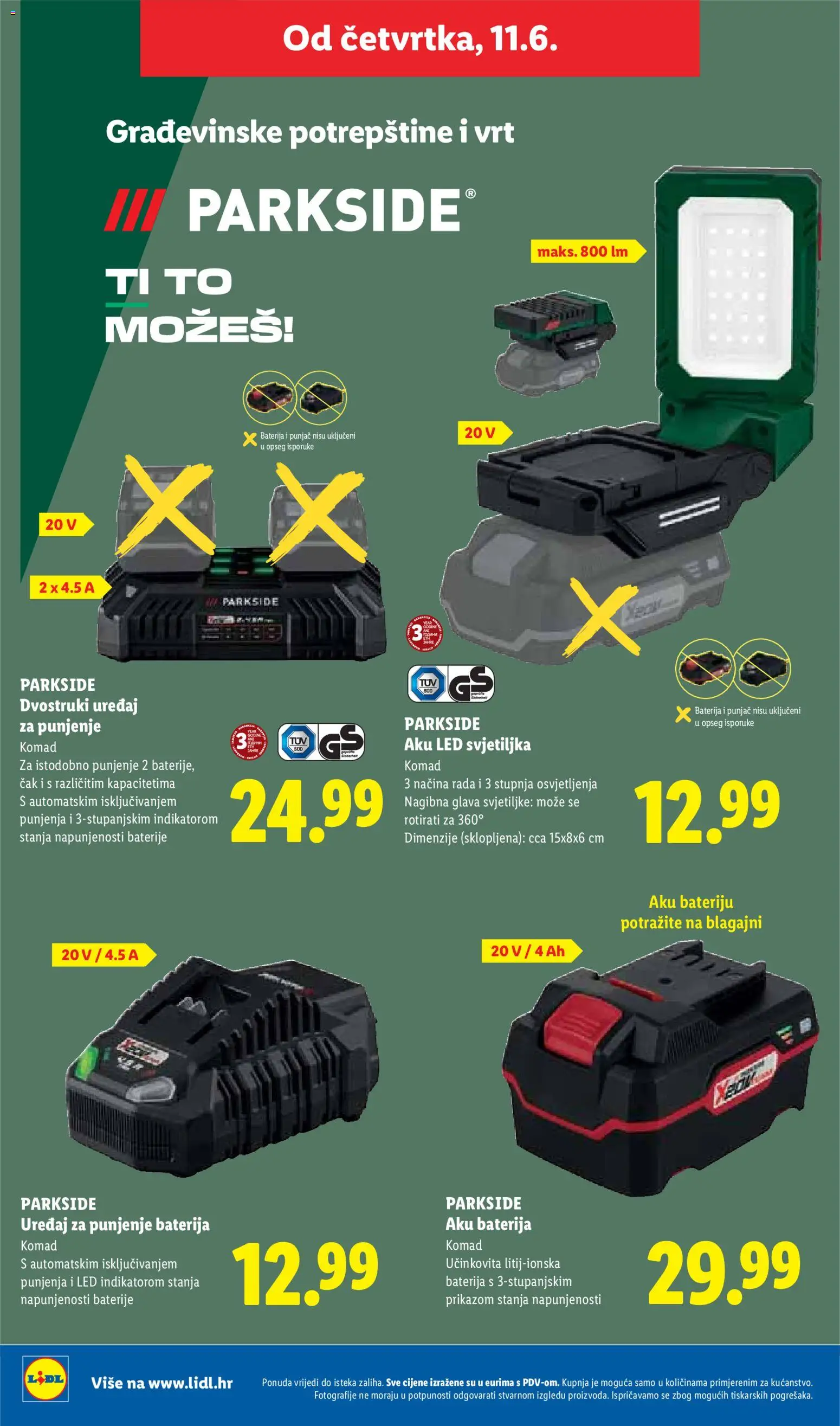 Lidl katalog | vrijedi od 08.06.2026 | Stranica: 46 | Proizvodi: Baterija, Svjetiljka, Baterije, Parkside