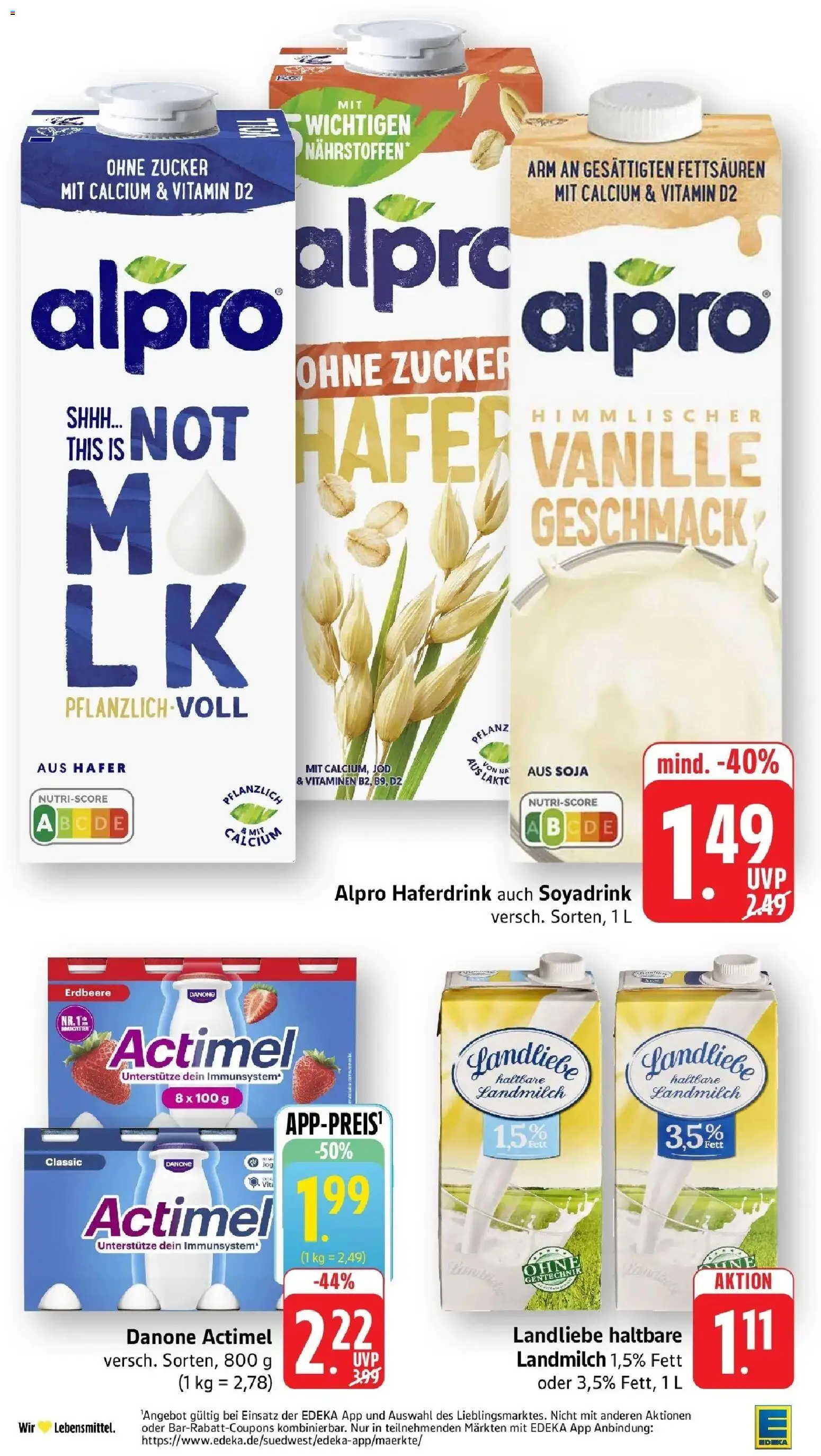 Edeka prospekt Ettenheim – gültig ab 08.06.2026 | Seite: 16 | Produkte: Actimel, Haferdrink, Alpro, Zucker