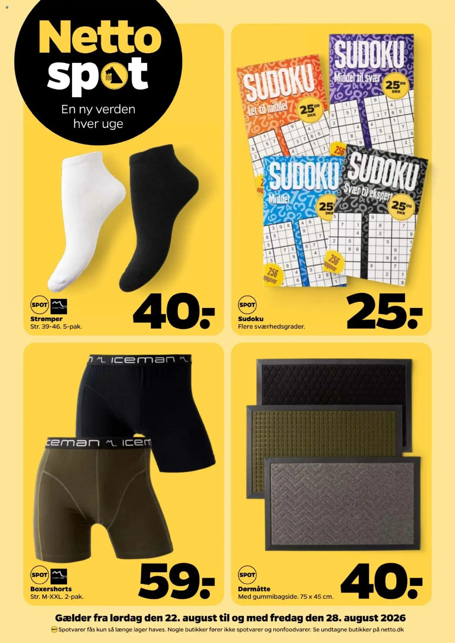 Netto tilbudsavis – gyldig fra 22/08/2026 | Side: 26 | Produkter: Dørmåtte, Strømper