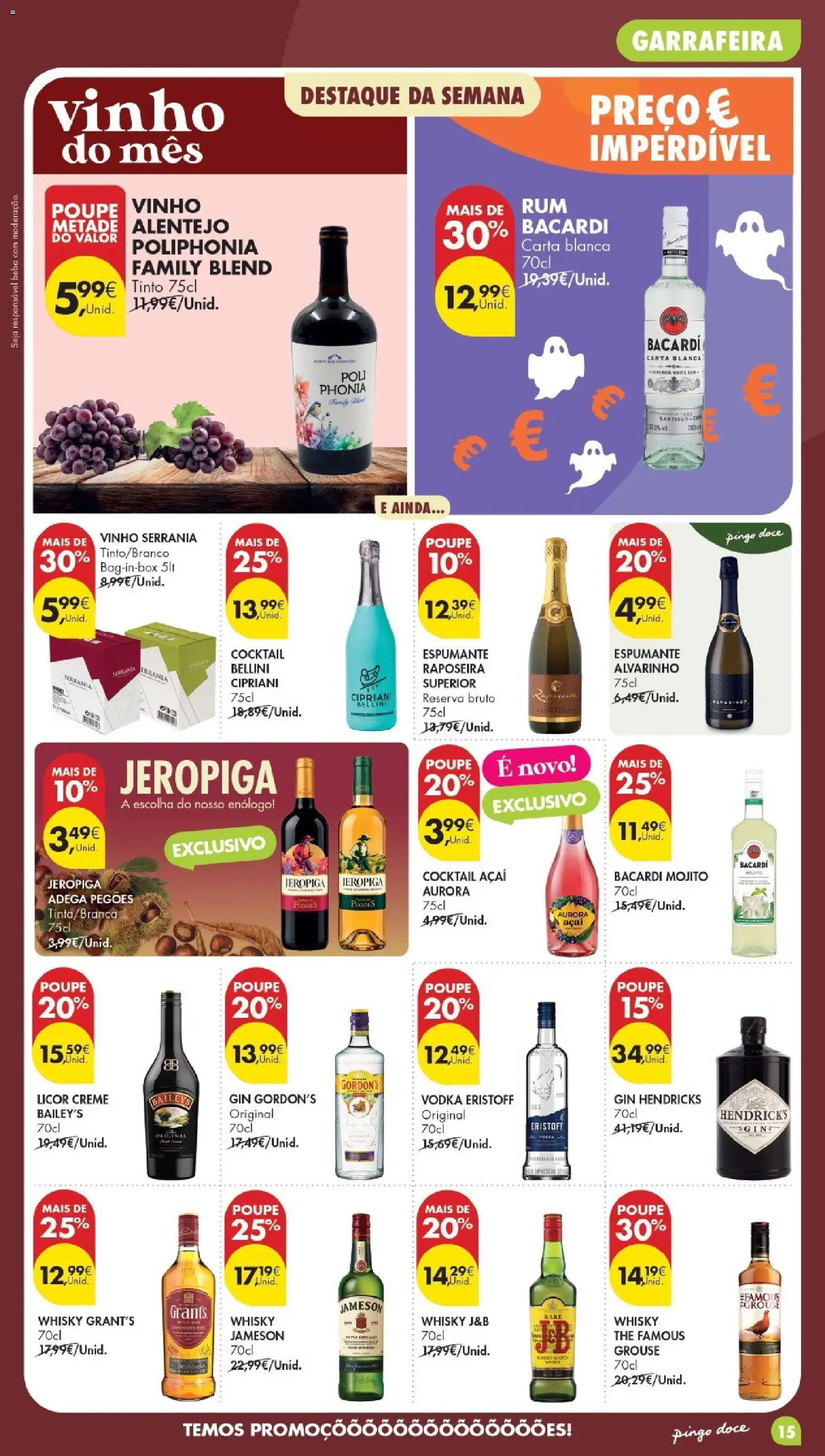 Pingo Doce folheto Poupe Esta Semana Madeira │ válido de 27/10/2026 | Página: 15 | Produtos: Whisky, Gin Gordon's, Gin, Creme