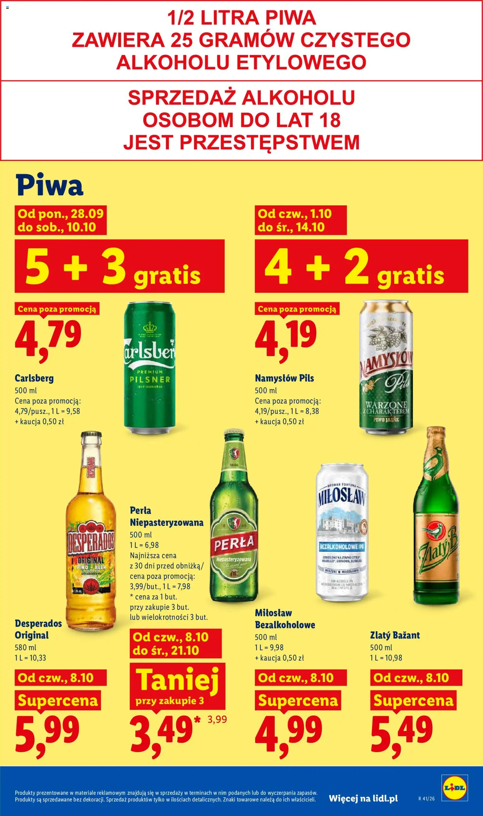 Lidl gazetka od 08.10.2026 | Strona: 75 | Produkty: Desperados 580 ml, Carlsberg, Piwo, Desperados