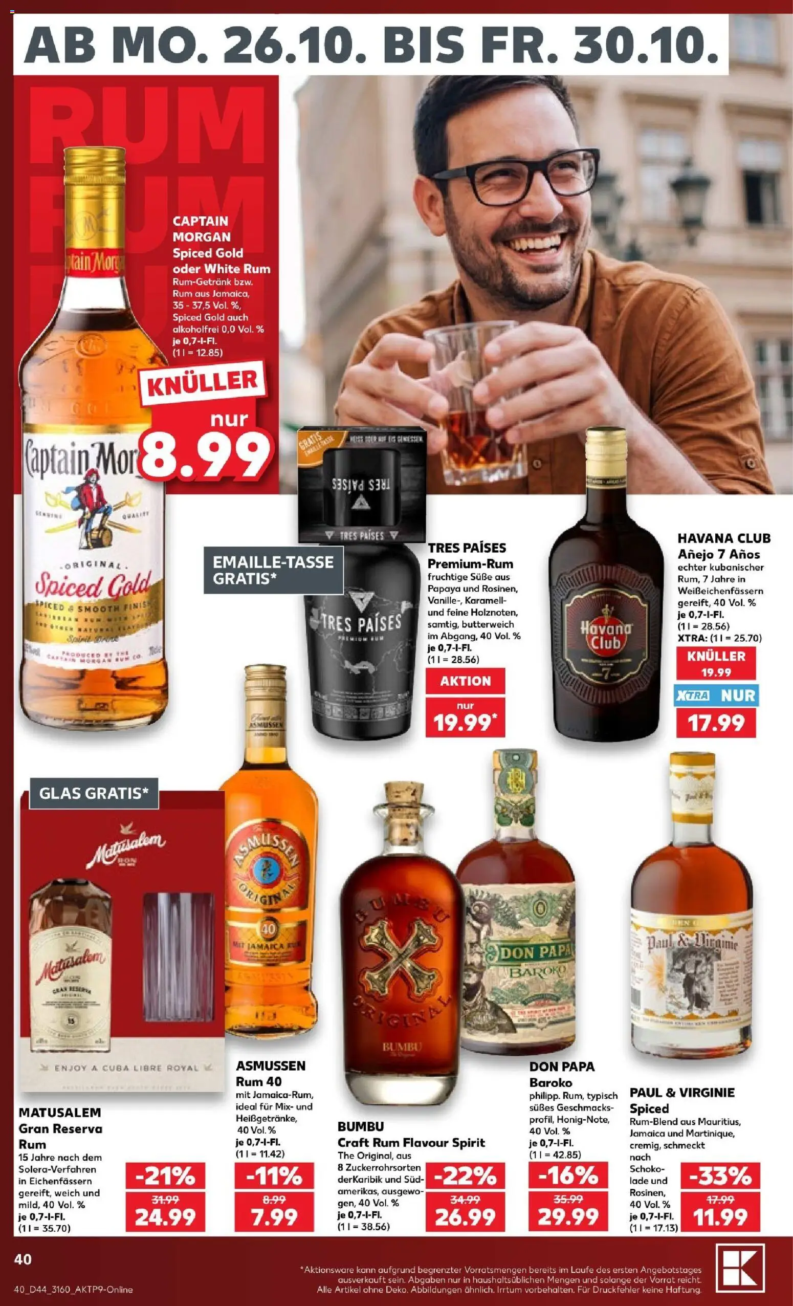 Kaufland Prospekt Potsdam – gültig ab 26.10.2026 | Seite: 40 | Produkte: Havana club, Rum, Don Papa Rum, Captain morgan