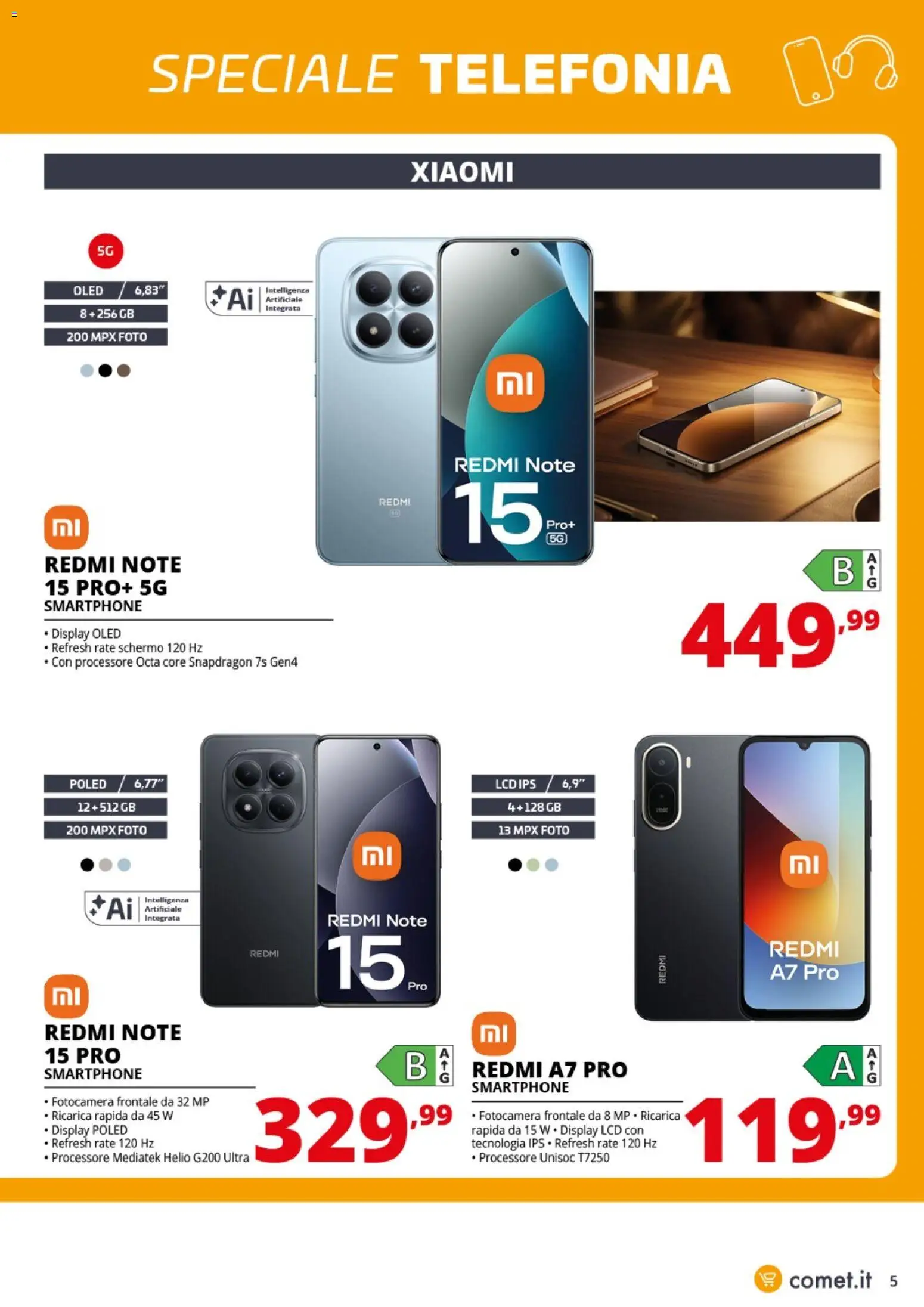 Volantino Comet del 11.06.2026 | Pagina: 5 | Prodotti: Xiaomi, Schermo, Smartphone, Fotocamera