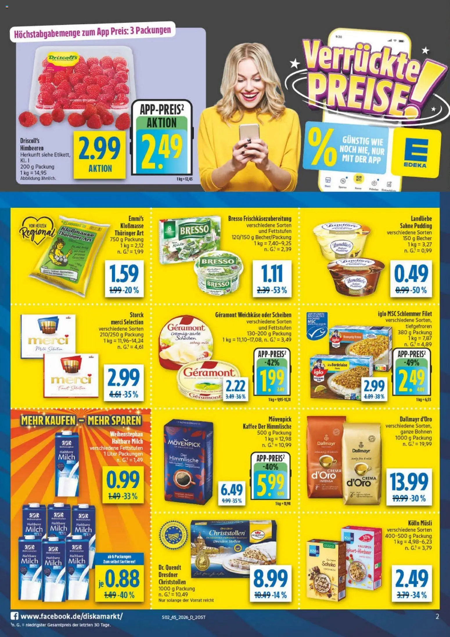 Diska Prospekt – gültig ab 02.11.2026 | Seite: 2 | Produkte: Geramont, Kolln musli, Kaffee, Dallmayr