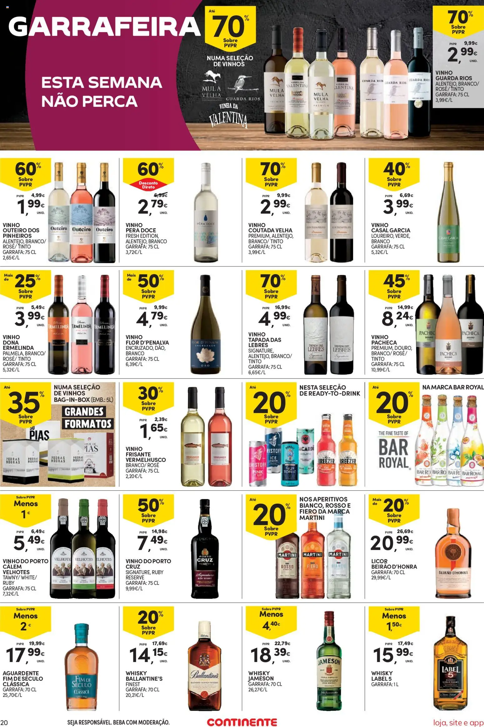 Continente Semanal Continente Bom Dia │ válido de 01/09/2026 | Página: 20 | Produtos: Perca, Licor, Vinho, Ballantine's
