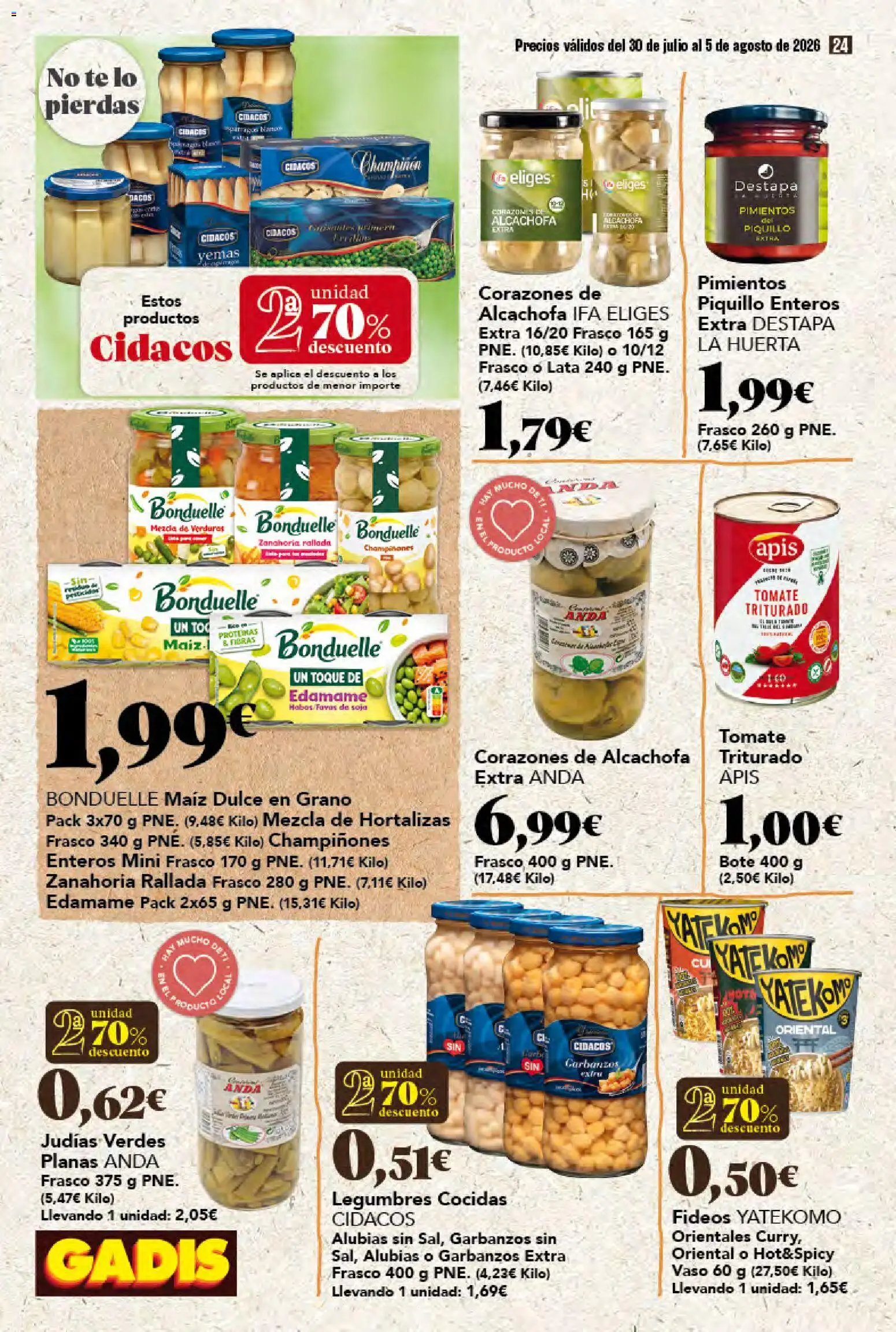 Gadis folleto │ válido desde el 30/07/2026 | Página: 24 | Productos: Ιατρική μπάλα, Fideos, Zanahoria, Té