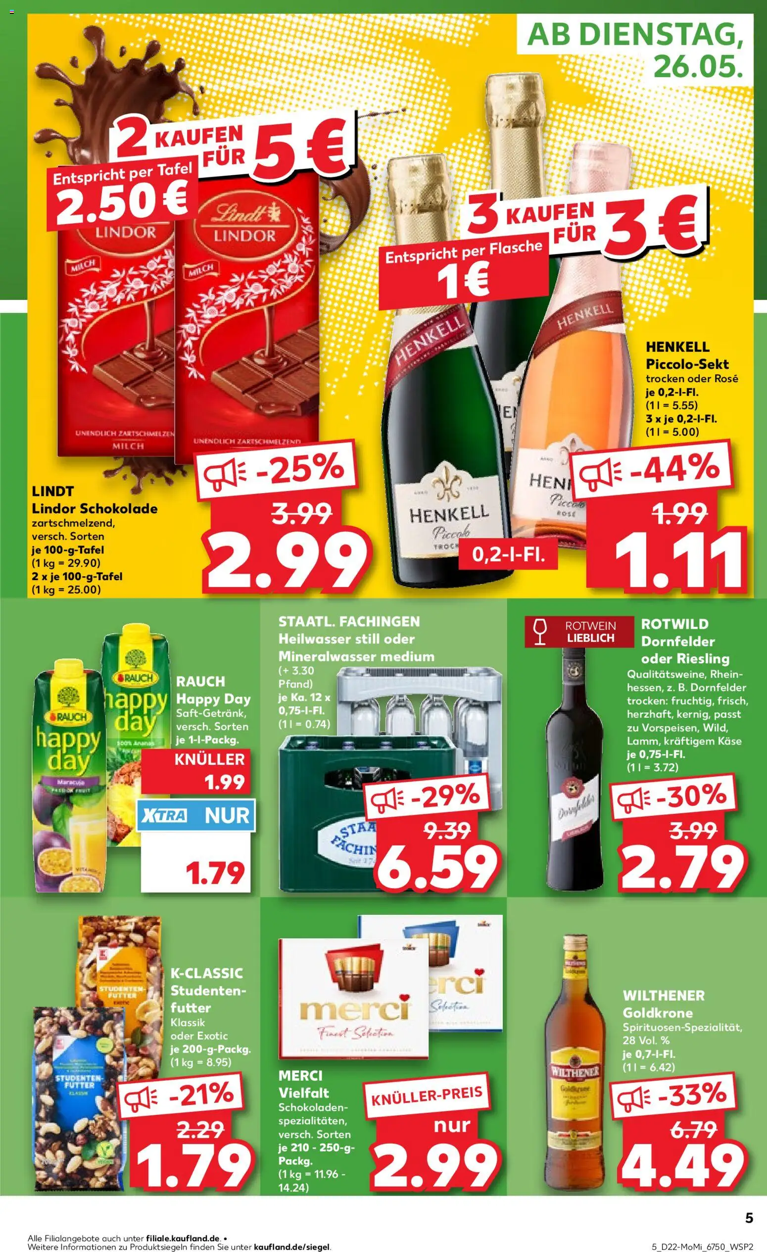 Kaufland Prospekt Berlin – gültig ab 26.05.2026 | Seite: 5 | Produkte: Merci, Schokolade, Mineralwasser, Lindt