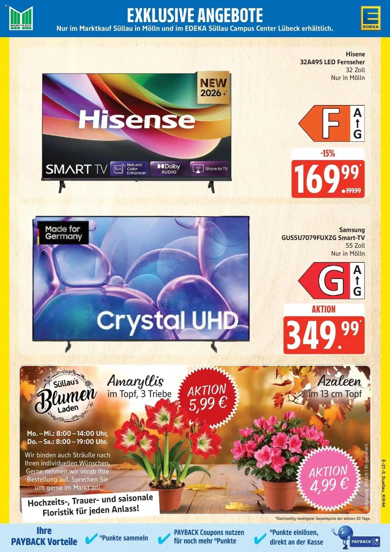 Edeka Prospekt Mölln (ab 26.10.2026) » Angebote Online | Seite: 27 | Produkte: Blumen, Smart TV, Fernseher, Audio