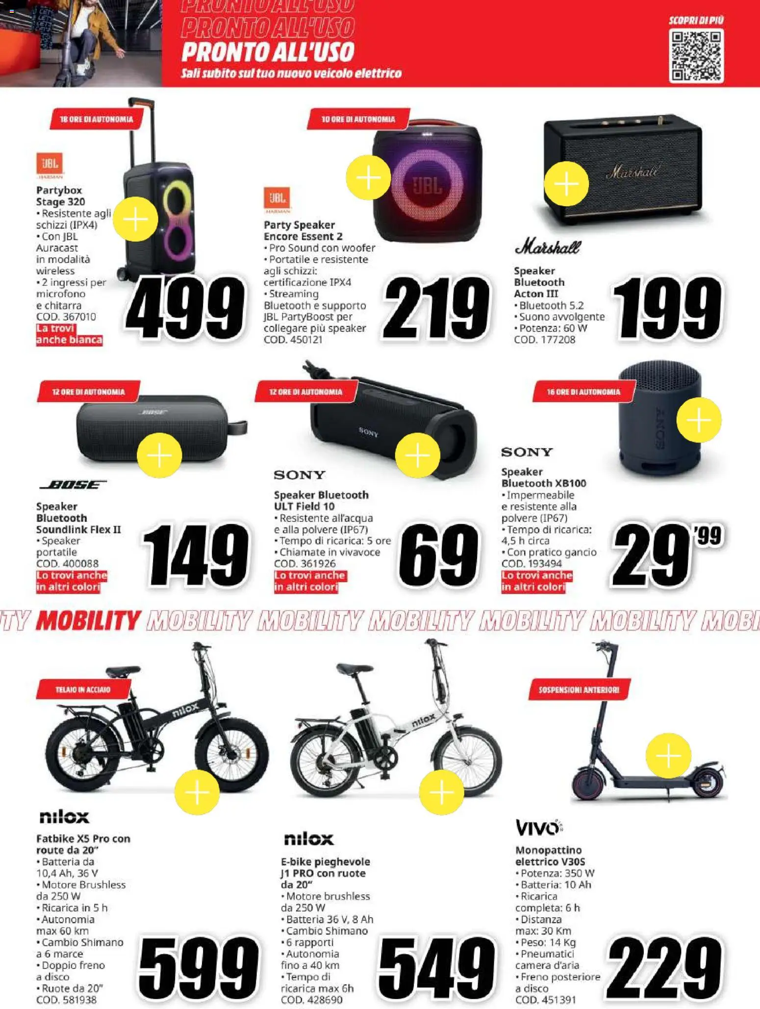 Volantino Media World del 20/08/2026 | Pagina: 28 | Prodotti: Monopattino, Disco, Microfono, Speaker
