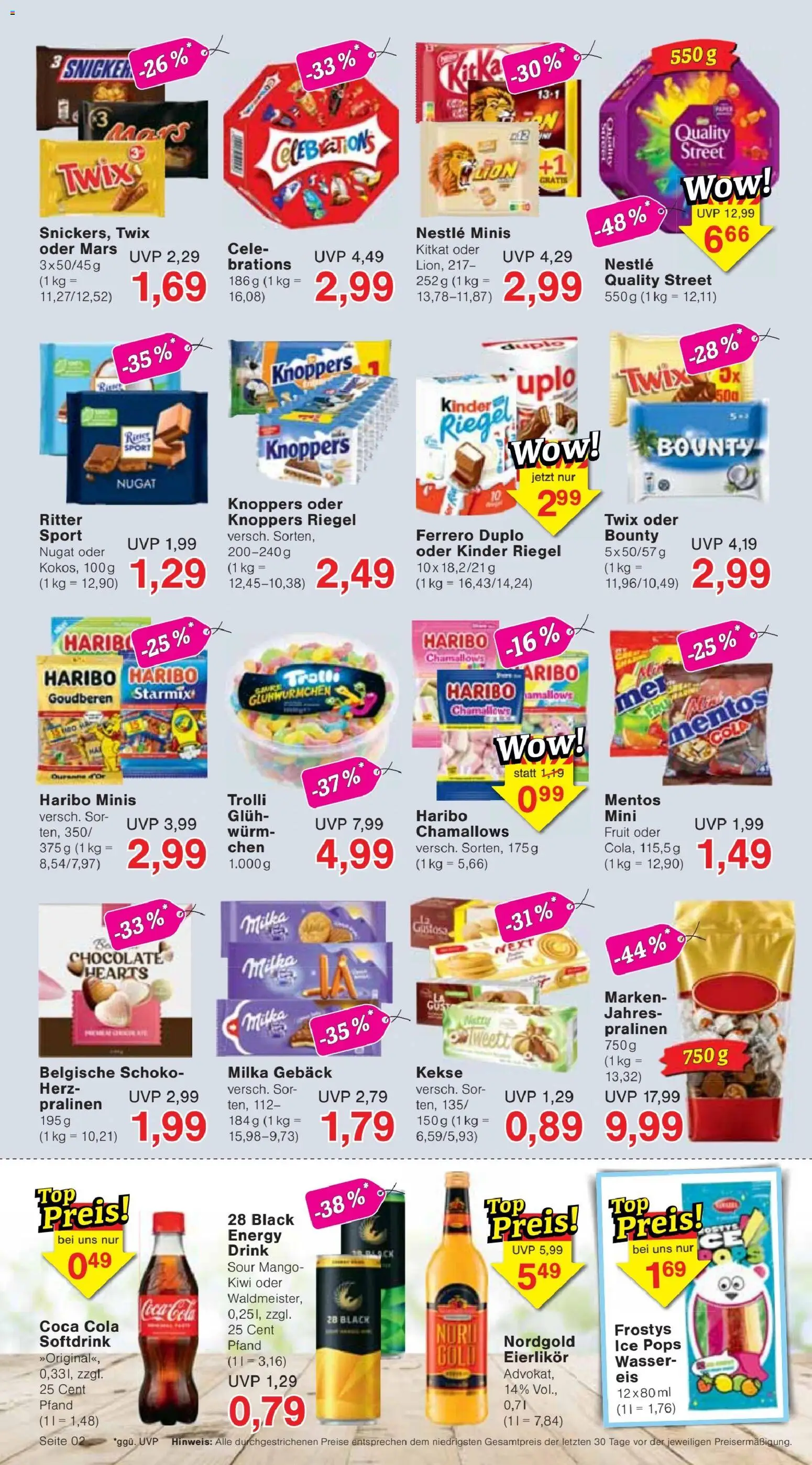 Jawoll Prospekt – gültig ab 01.06.2026 | Seite: 2 | Produkte: Ferrero duplo, Milka, Mars, Kiwi