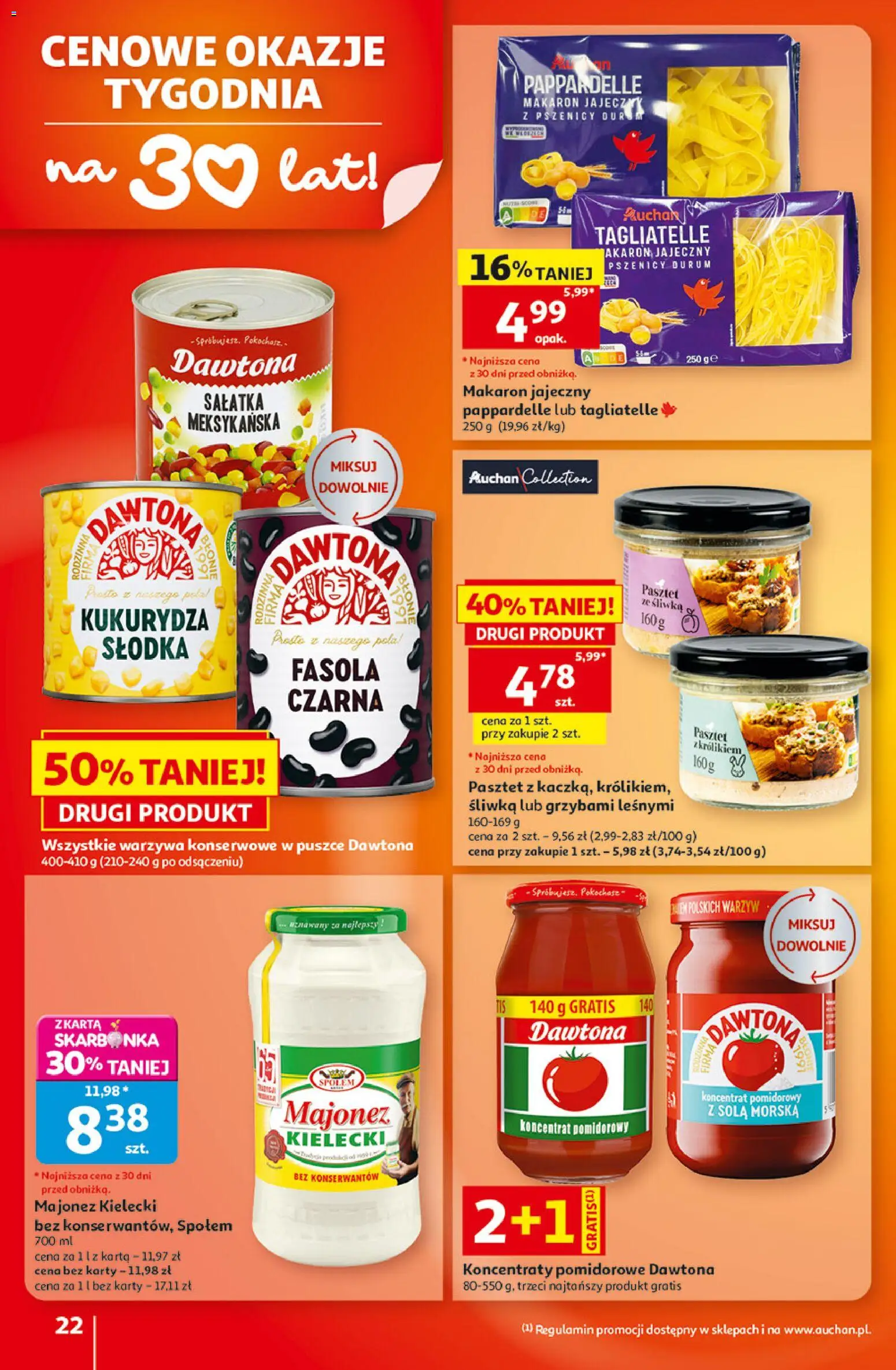 Auchan gazetka - Hipermarket od 01.10.2026 | Strona: 22 | Produkty: Karta, Pasztet, Makaron, Sałatka