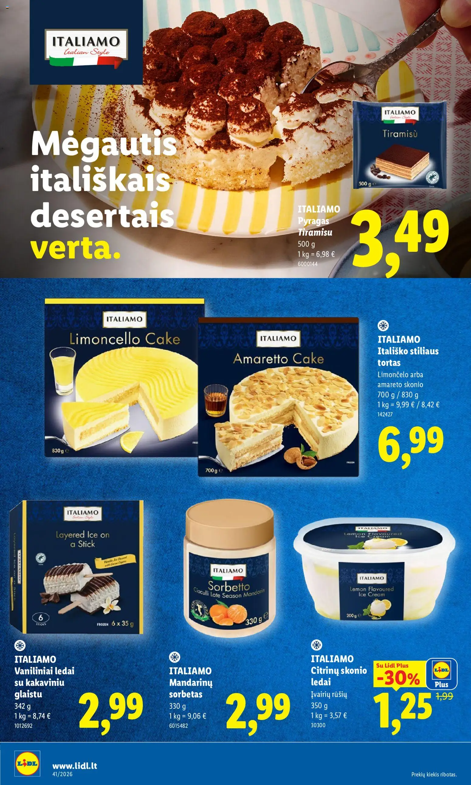LIDL akcijos nuo 2026.10.05 | Puslapis: 38 | Prekių: Ledai, Tortas, Pyragas