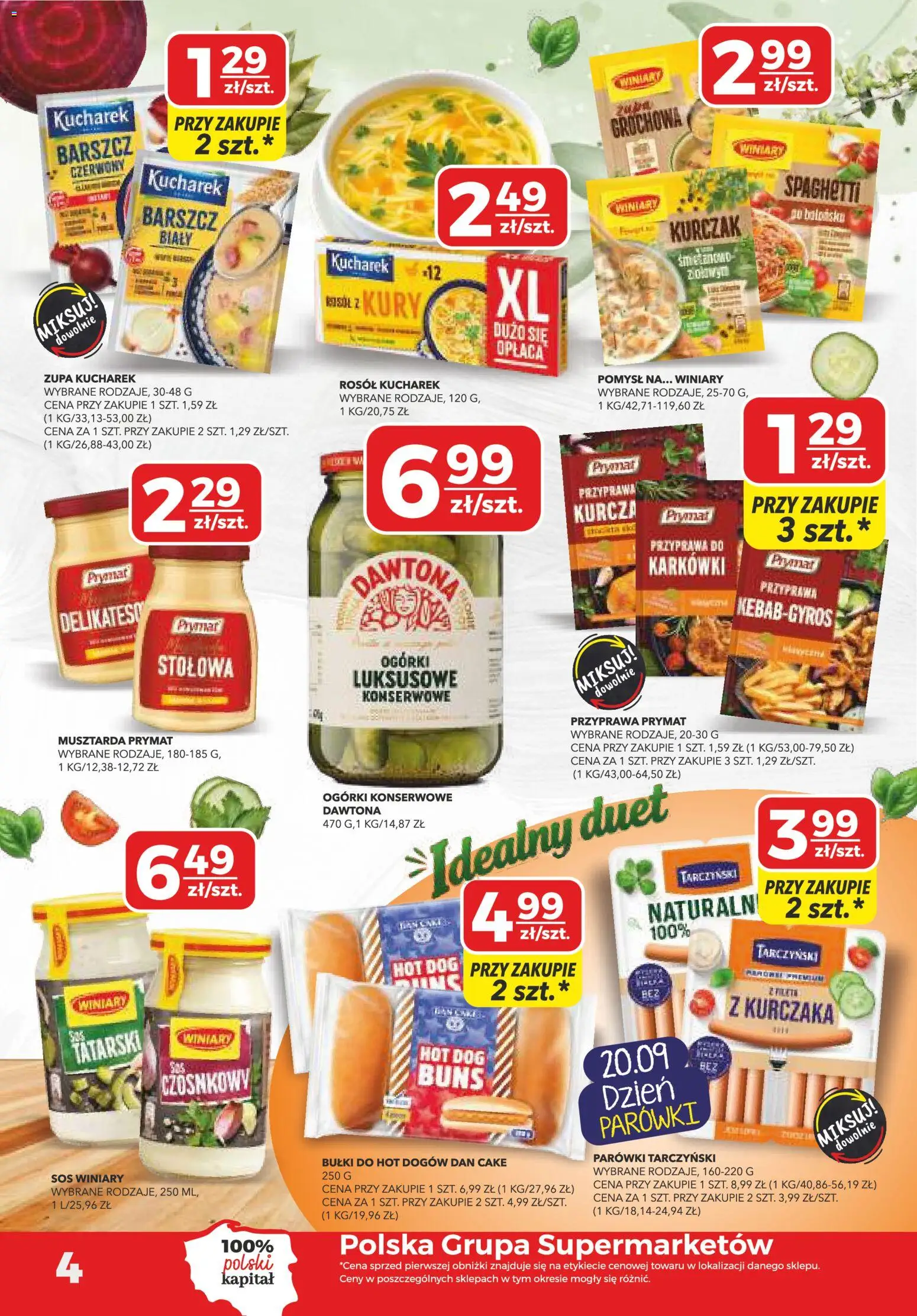 Top Market gazetka od 10.09.2026 | Strona: 4 | Produkty: Bułki, Parówki, Hot dog, Ogórki