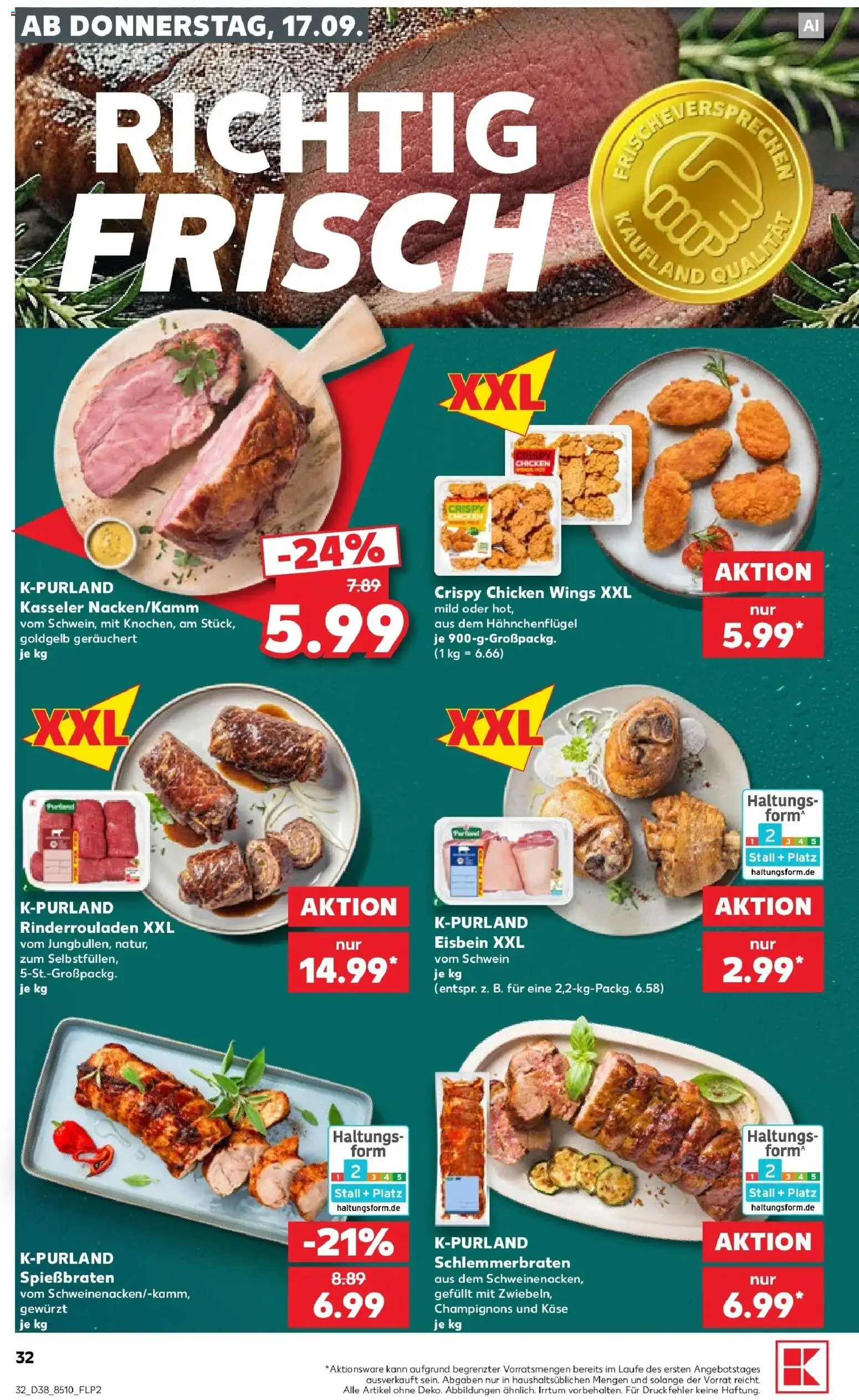 Prospekt Kaufland ab 14.09.2026 » Angebote Online zum Blättern | Seite: 44 | Produkte: Rinderrouladen, Käse, Champignons