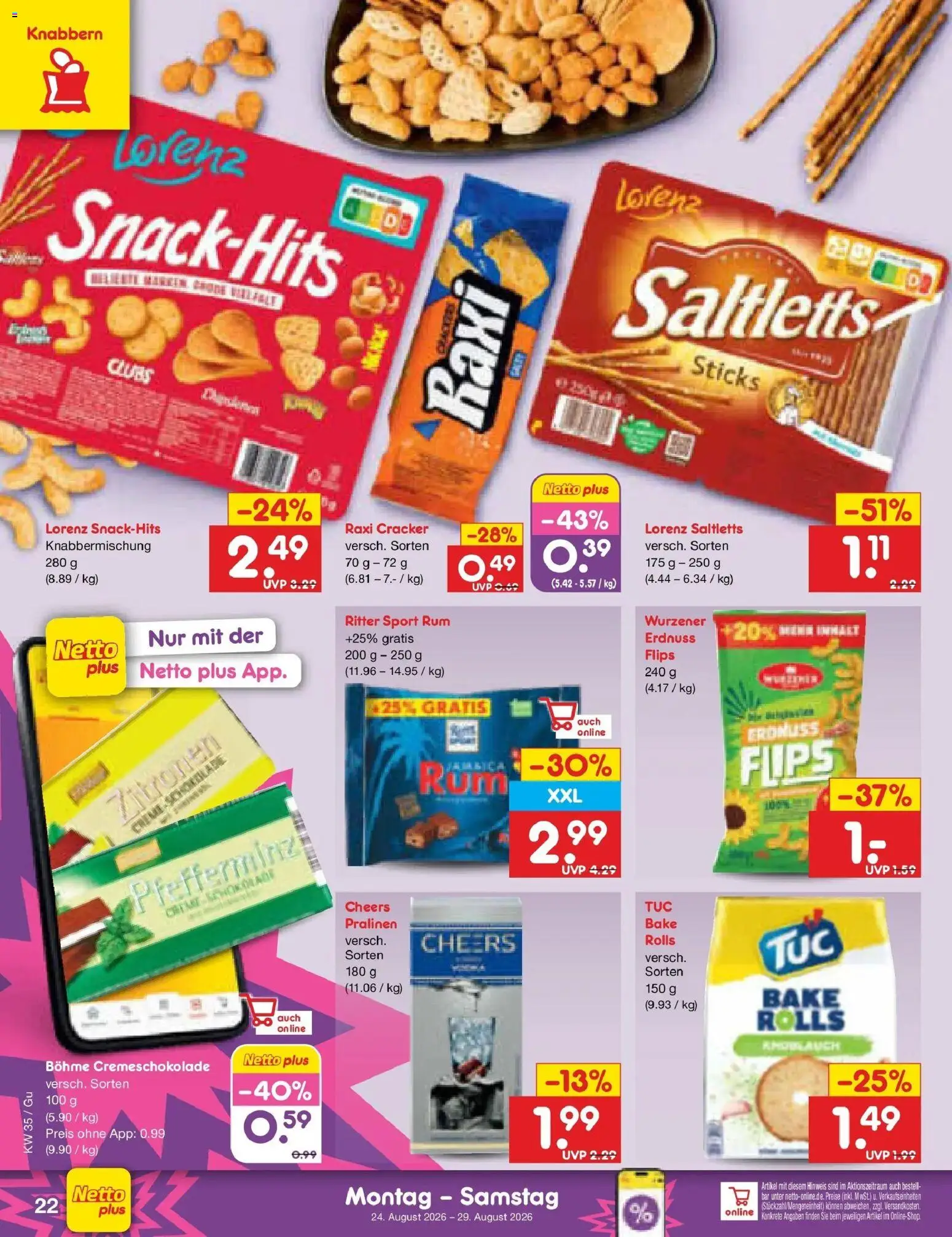 Netto Marken-Discount Prospekt Augustusburg (ab 24.08.2026) » Angebote | Seite: 34 | Produkte: Rum, Ritter sport, Knoblauch, Zitronen