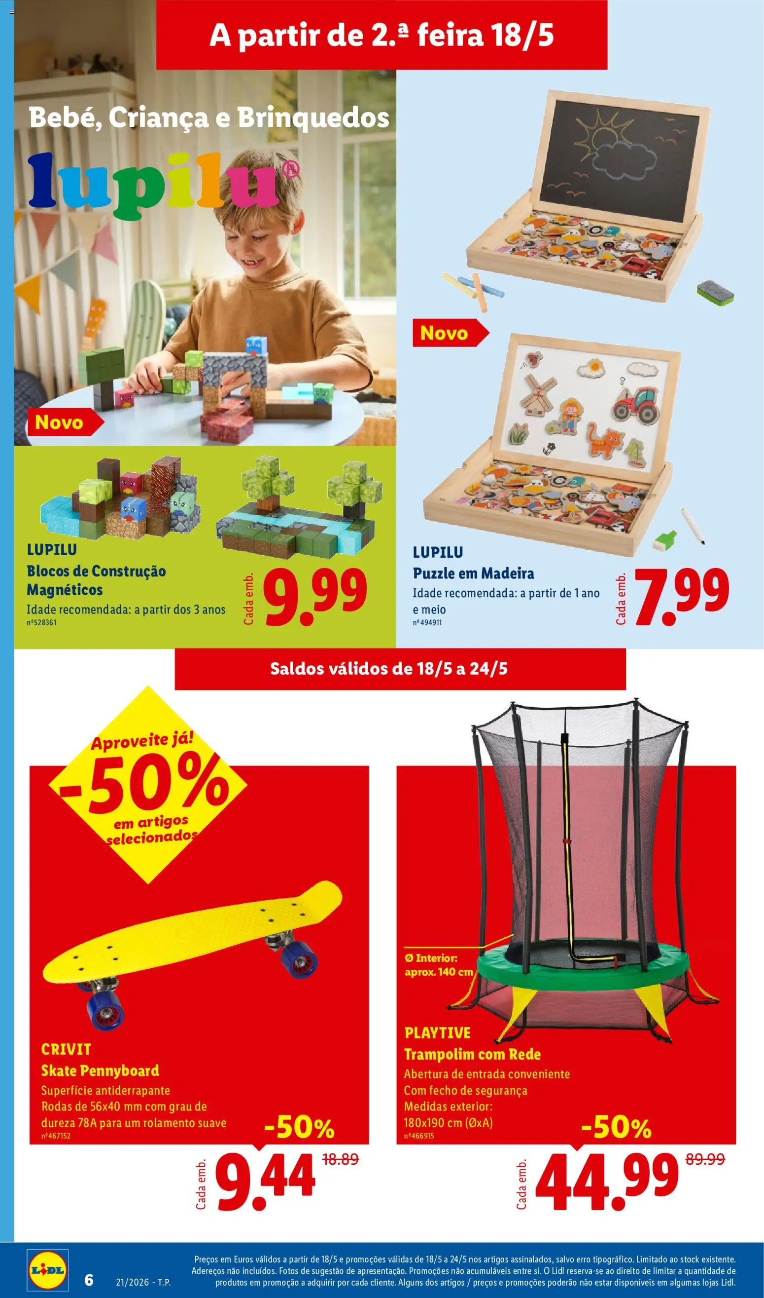Lidl Novidades │ válido de 18.05.2026 | Página: 6 | Produtos: Skate, Trampolim