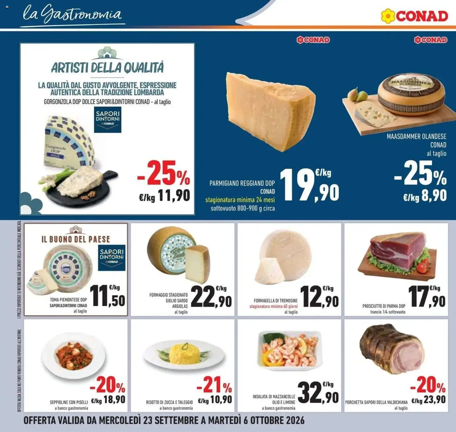 Volantino Conad dal 23/09/2026 > Anteprima | Pagina: 18 | Prodotti: Mazzancolle, Prosciutto, Piselli, Parmigiano
