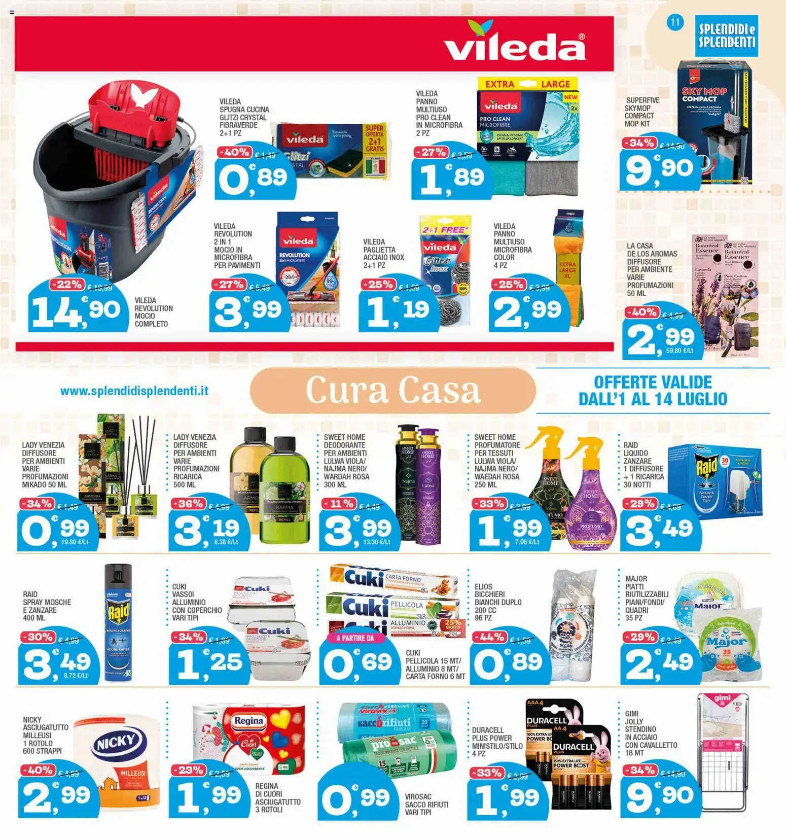 Volantino Splendidi e Splendenti del 01/07/2026 | Pagina: 11 | Prodotti: Forno, Stendino, Asciugatutto, Profumo