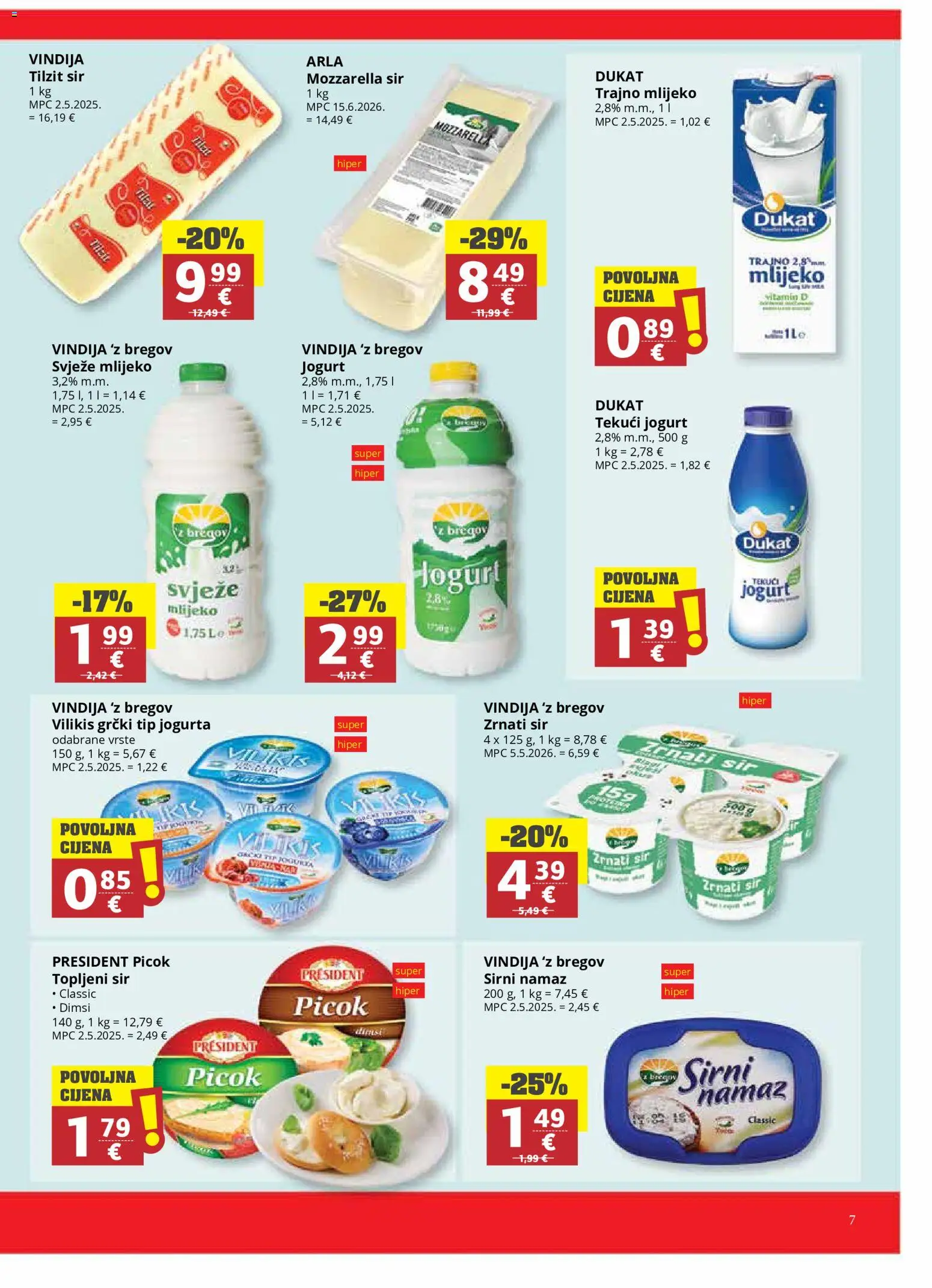 Ribola katalog | vrijedi od 07.10.2026 | Stranica: 7 | Proizvodi: Topljeni sir, Tekuci jogurt, Mlijeko, Trajno mlijeko