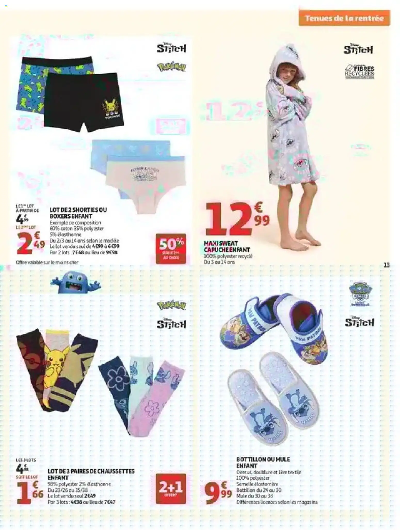 {H1} | Page: 13 | Produits: Coton, Boxers, Chaussettes, Chaussettes enfant