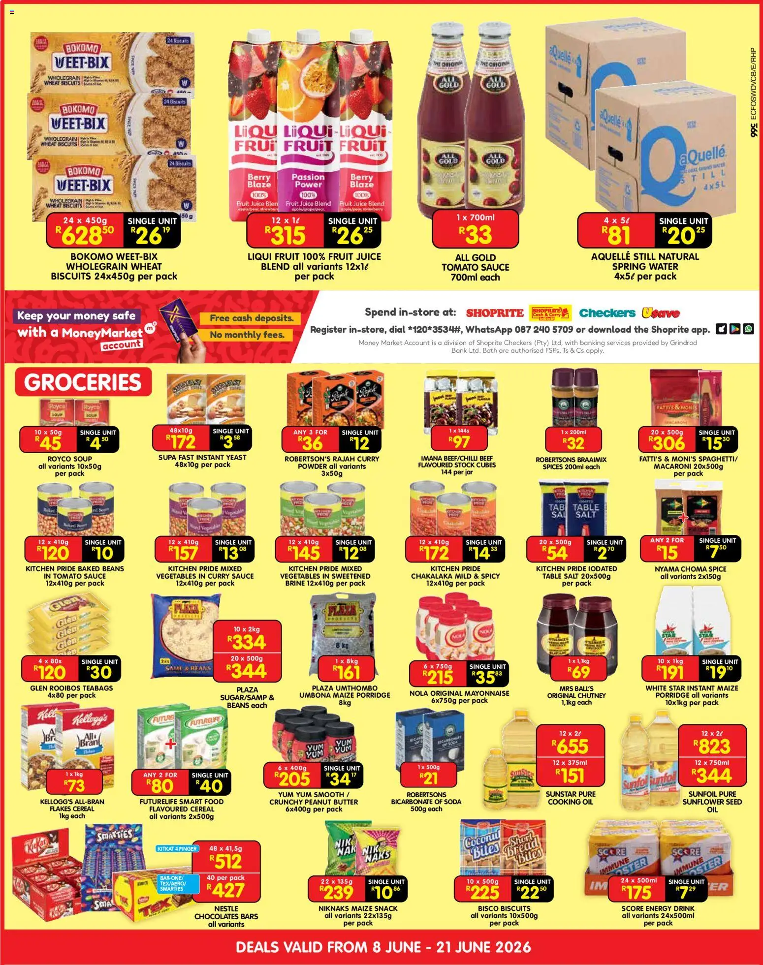 New Shoprite catalogue – valid from 08.06.2026 | Page: 3 | Products: Butter, Chocolate, Powder, Tomato sauce