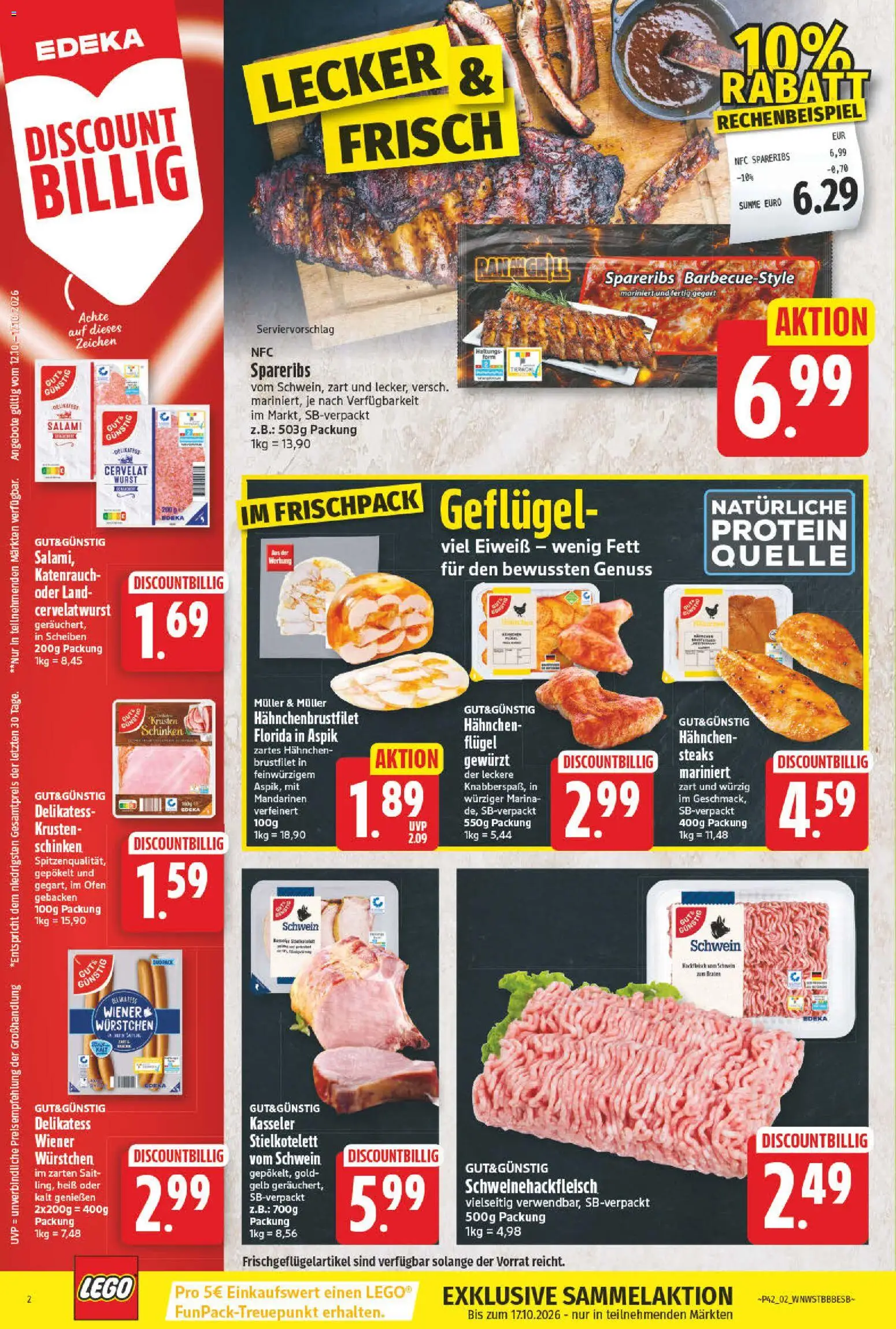 NP Discount Prospekt – gültig ab 12.10.2026 | Seite: 2 | Produkte: Hahnchen, Wiener wurstchen, Mandarinen, Hackfleisch