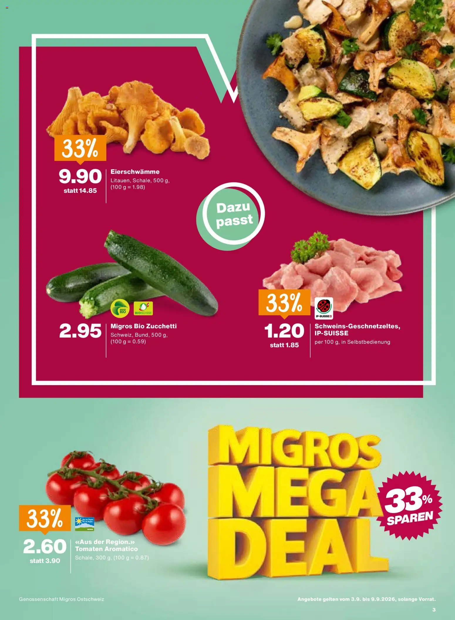 Migros aktionen – gültig ab 03.09.2026 | Seite: 3 | Produkte: Zucchini, Tomaten