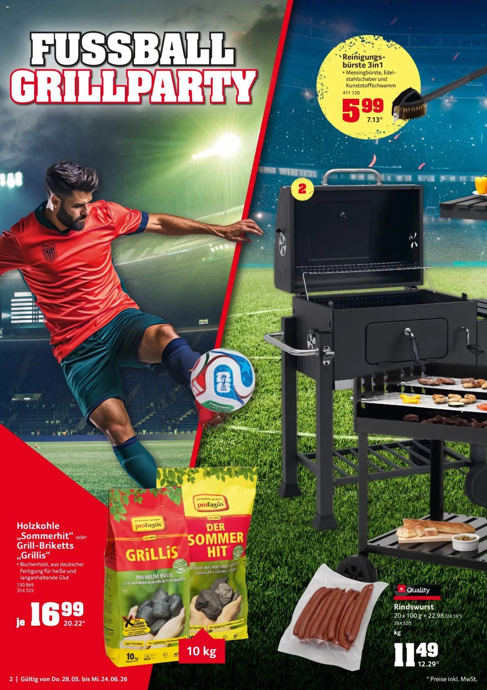 Selgros Fussball Sommer – gültig ab 28.05.2026 | Seite: 2 | Produkte: Grill, Bürste, Fußball