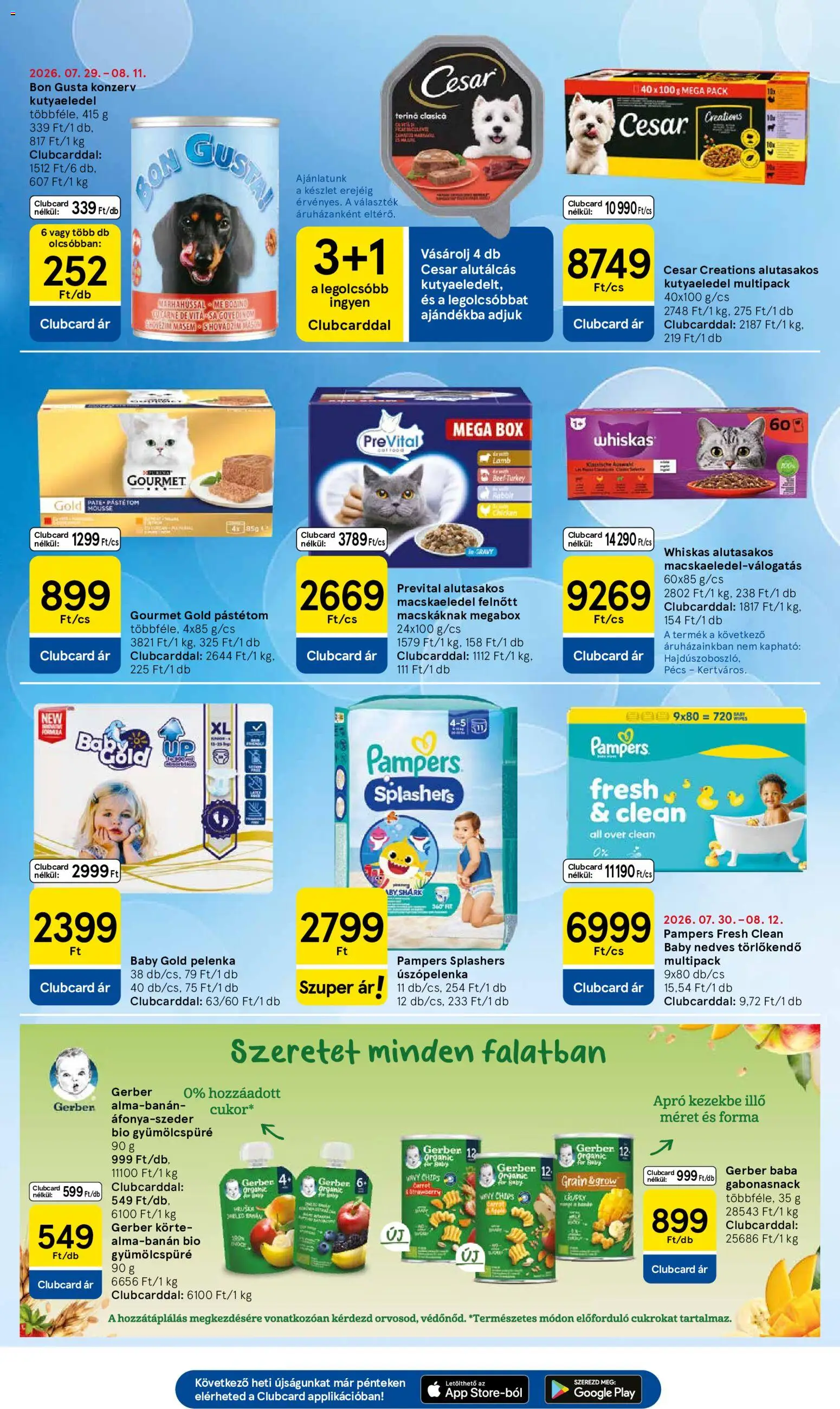 Tesco akciós ujság - amely érvényes a következő dátumtól: 2026.08.06. | Oldal: 27 | Termékek: Körte, Kutyaeledel, Pelenka, Pástétom