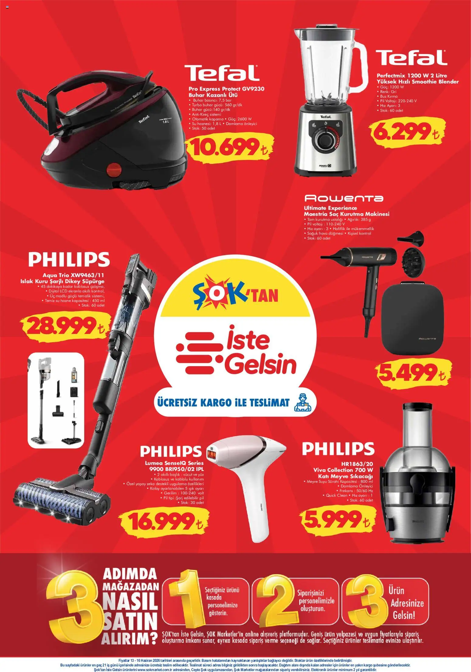 Şok Market - Hafta sonu fırsatları - 13.06.2026 tarihinden itibaren geçerlidir | Sayfa: 3 | Ürünler: Blender, Pil, Kurutma makinesi, Meyve