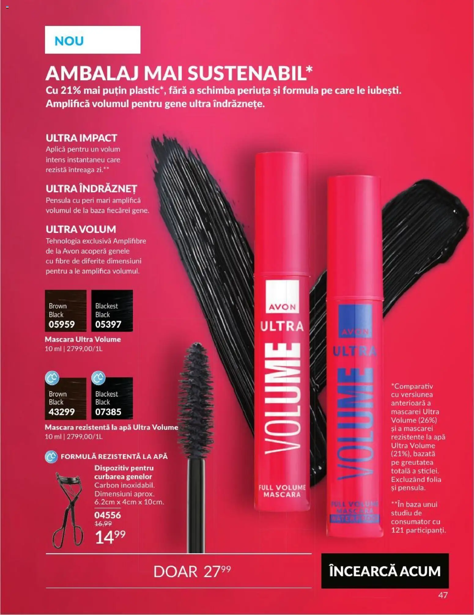 Noul catalog Avon – valabil de la 01.09.2026 | Pagină: 47 | Produse: Aplică, Mascara, Impact, Apă