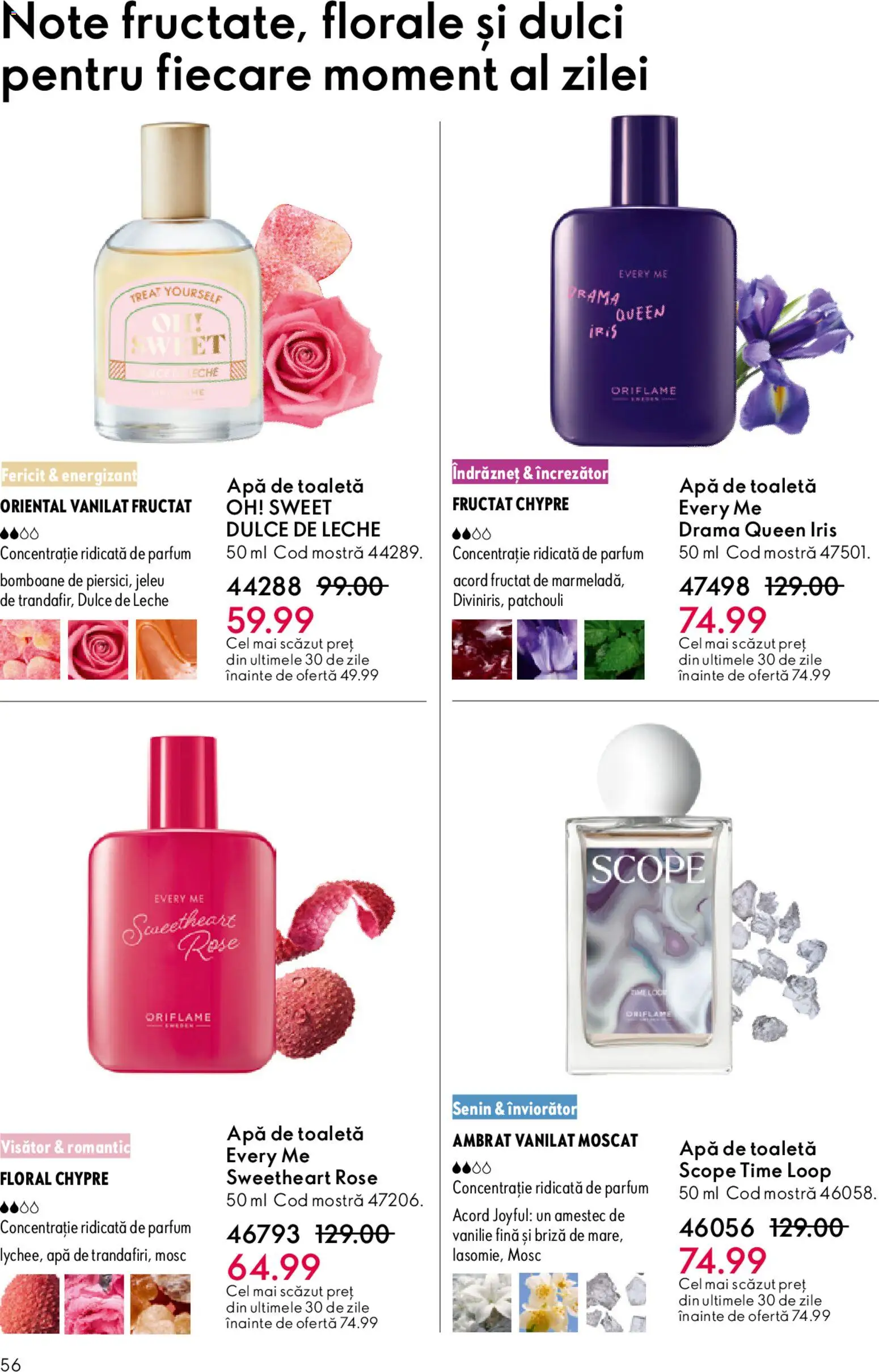 Noul catalog Oriflame – valabil de la 06.05.2026 | Pagină: 56 | Produse: Toaletă, Parfum, Apă de toaletă, Apă