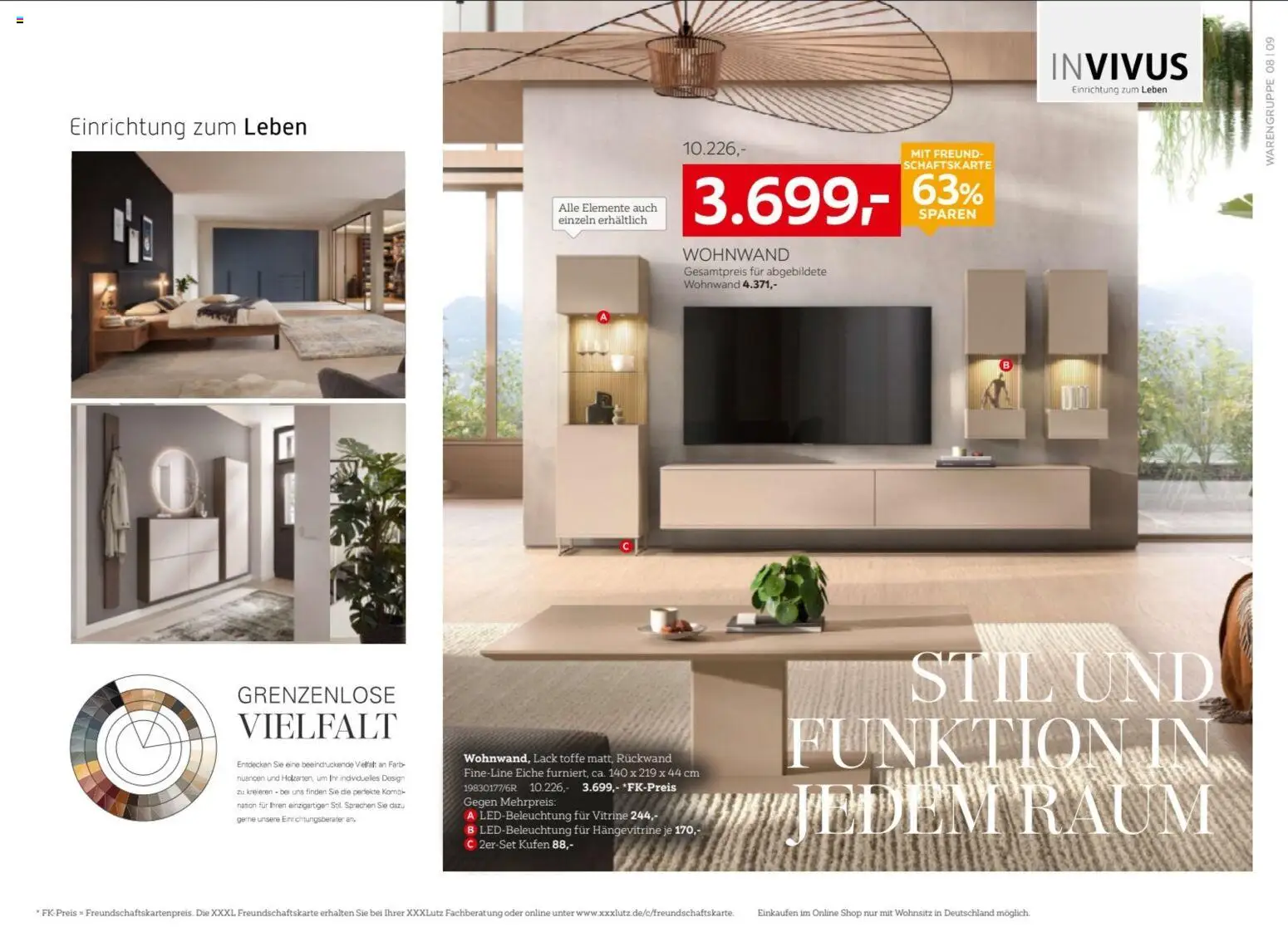 XXXLutz INVIVUS Spezial – gültig ab 29.08.2026 | Seite: 8 | Produkte: Wohnwand, Vitrine, Hängevitrine