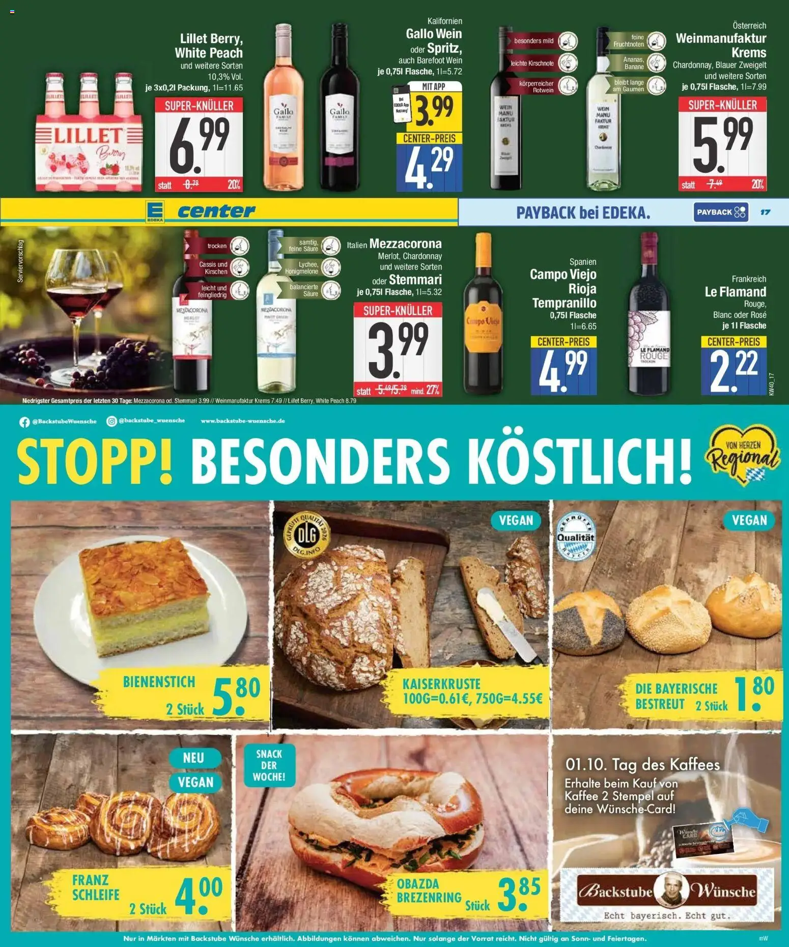 E center Prospekt München (ab 28.09.2026) zum Blättern | Seite: 17 | Produkte: Kaffee, Rotwein, Rouge, Kirschen