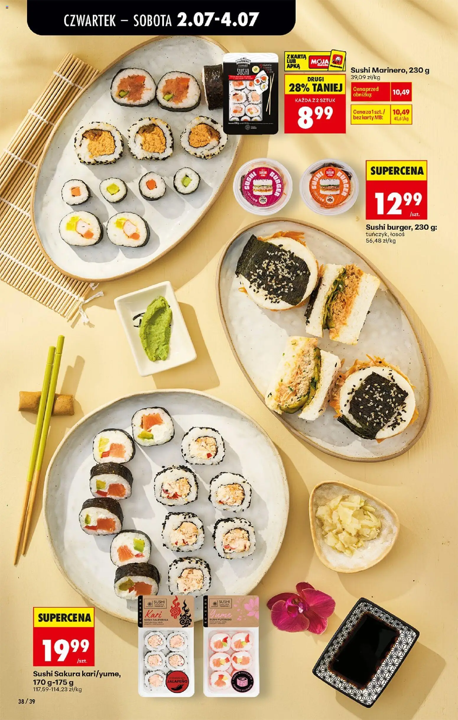 Biedronka Polsko leták - Codziennie niskie ceny od 02.07.2026 | Strana: 42 | Produkty: Burger, Losos, Sushi, Karty