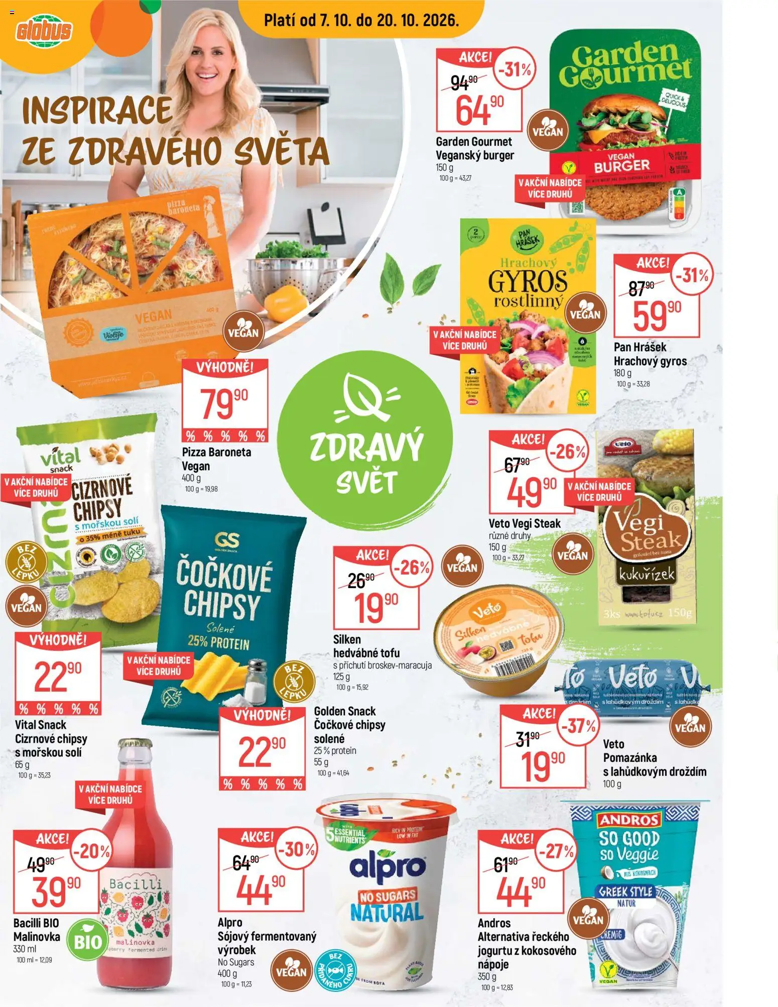 Globus leták - Inspirace Ze Zdravého Světa od 07.10.2026 | Strana: 1 | Produkty: Globus, Steak, Hrášek, Alpro